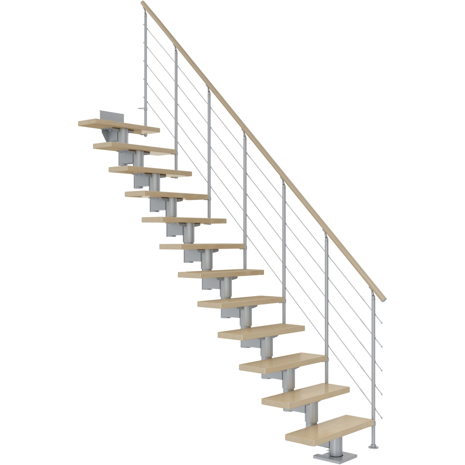 Dolle Mittelholmtreppe Cork Ahorn Perlgrau GH bis 270 cm Gerade 75 cm FSC von DOLLE