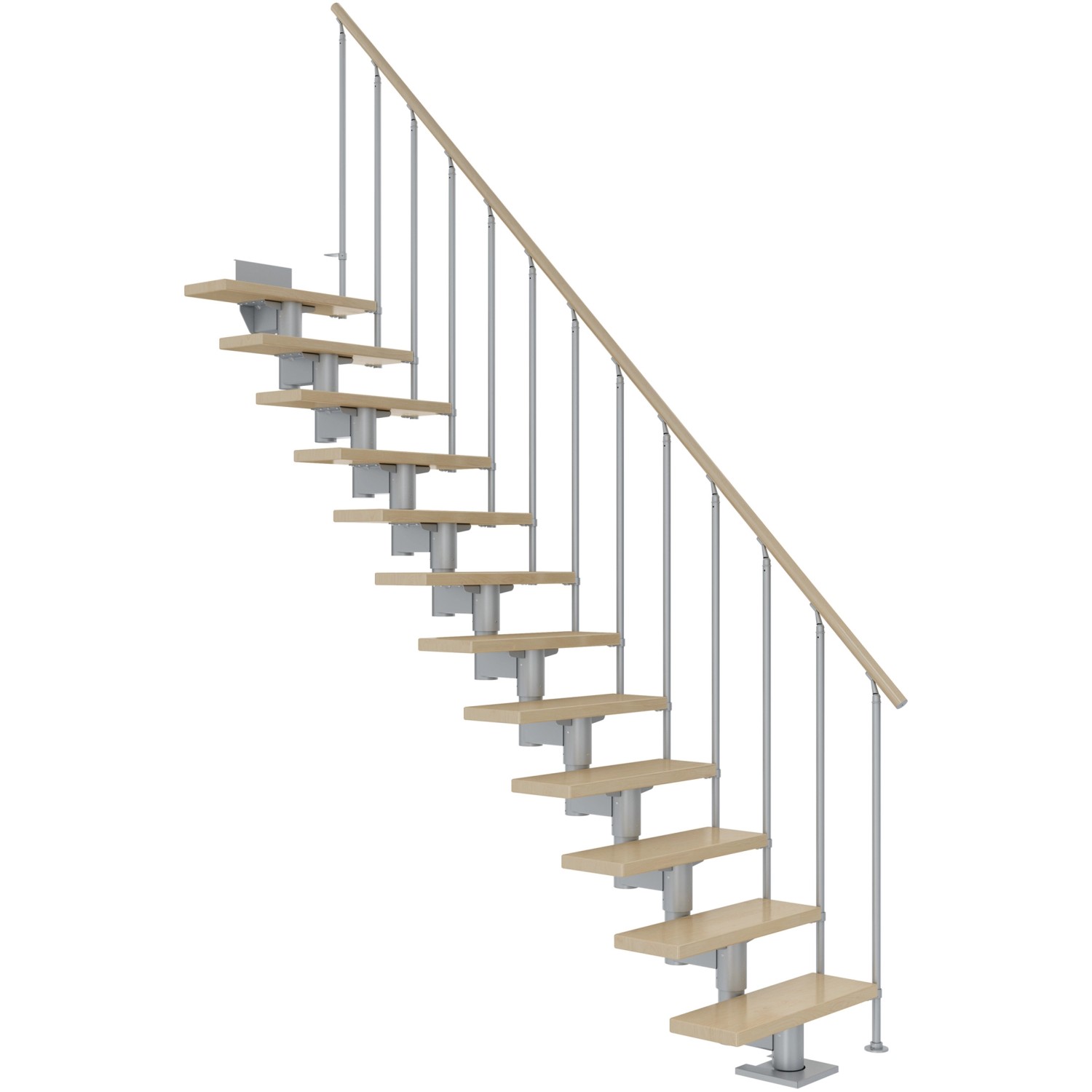 Dolle Mittelholmtreppe Cork Ahorn Perlgrau GH bis 270 cm Gerade 75 cm FSC von DOLLE