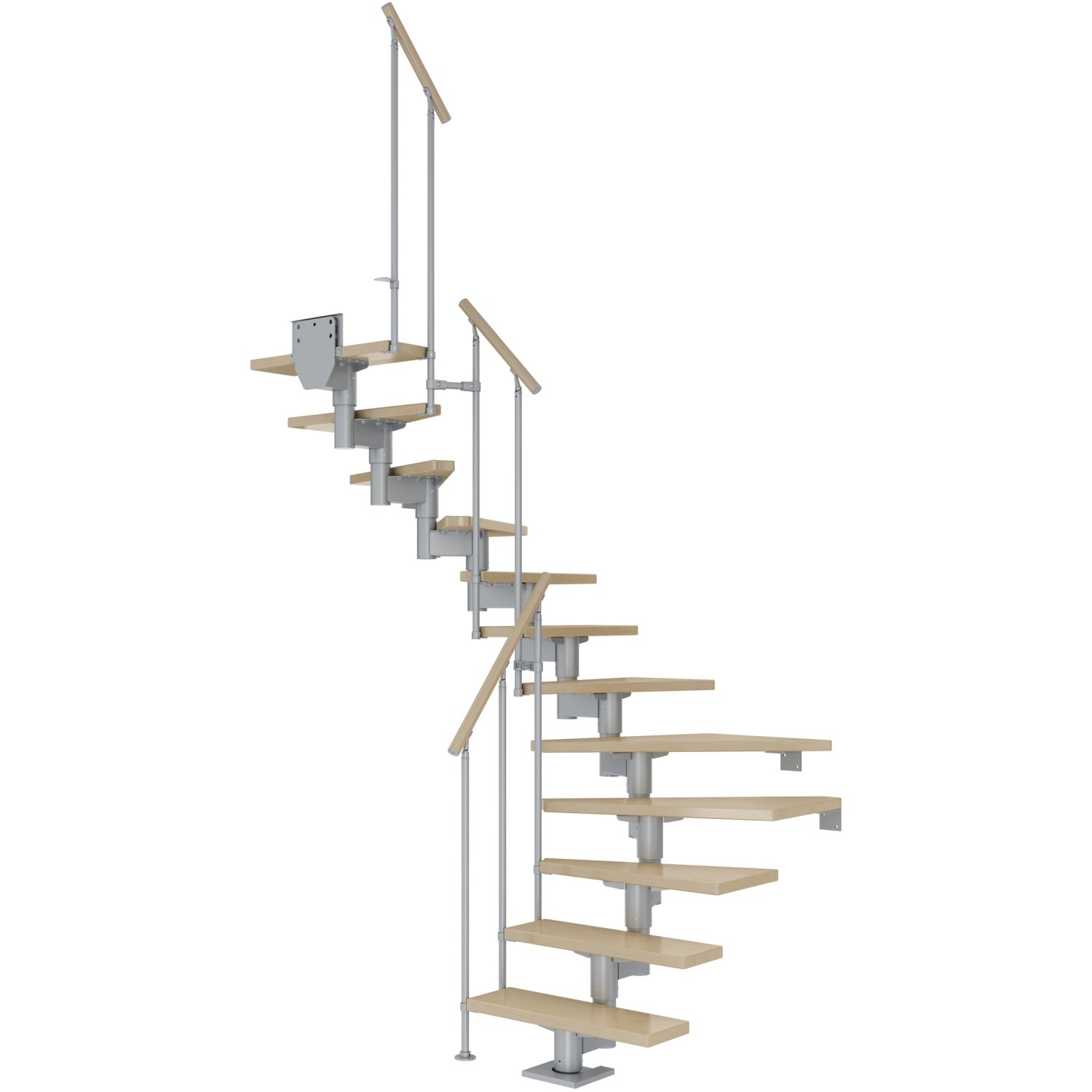 Dolle Mittelholmtreppe Cork Ahorn Perlgrau GH b. 292 cm 1/2 Gewendelt 75 cm FSC von DOLLE