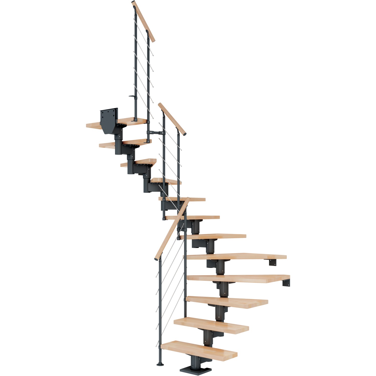 Dolle Mittelholmtreppe Cork Buche Anthrazit GH b. 270cm 1/2 Gewendelt 75cm FSC von DOLLE