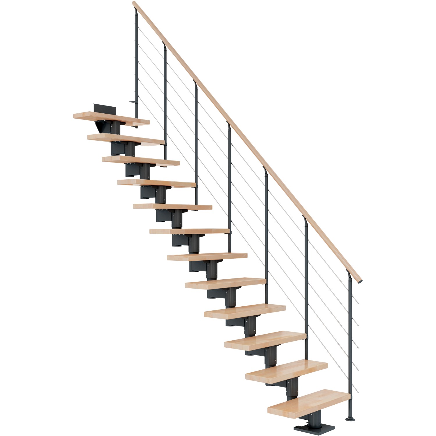 Dolle Mittelholmtreppe Cork Buche Anthrazit GH bis 292 cm Gerade 75 cm FSC von DOLLE