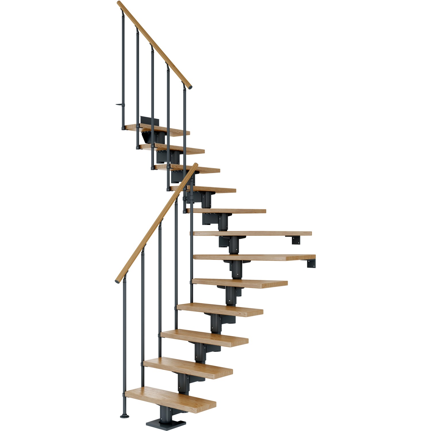 Dolle Mittelholmtreppe Cork Eiche Anthrazit GH b. 292cm 1/4 Gewendelt 75 cm FSC von DOLLE