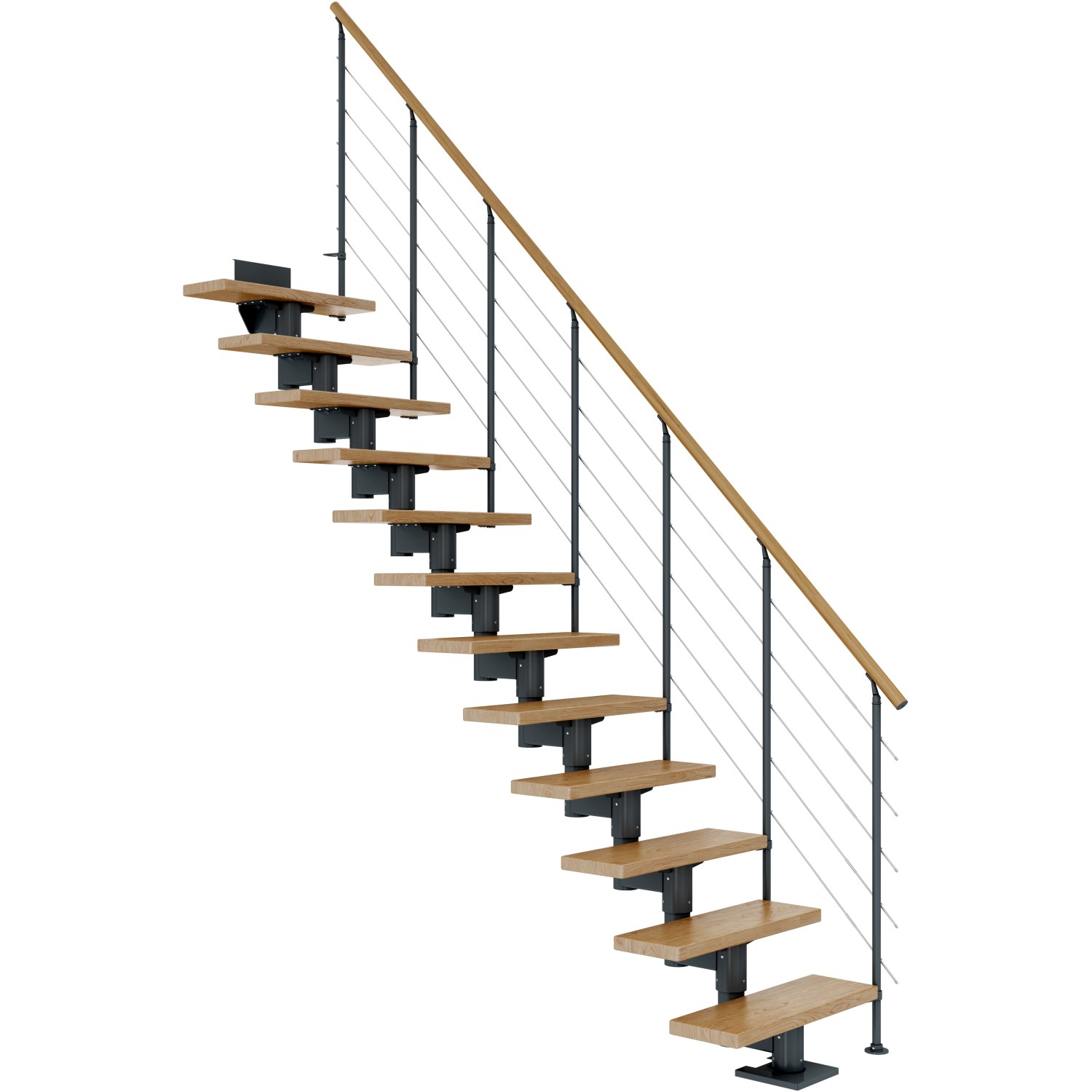 Dolle Mittelholmtreppe Cork Eiche Anthrazit GH bis 315 cm Gerade 75 cm FSC von DOLLE