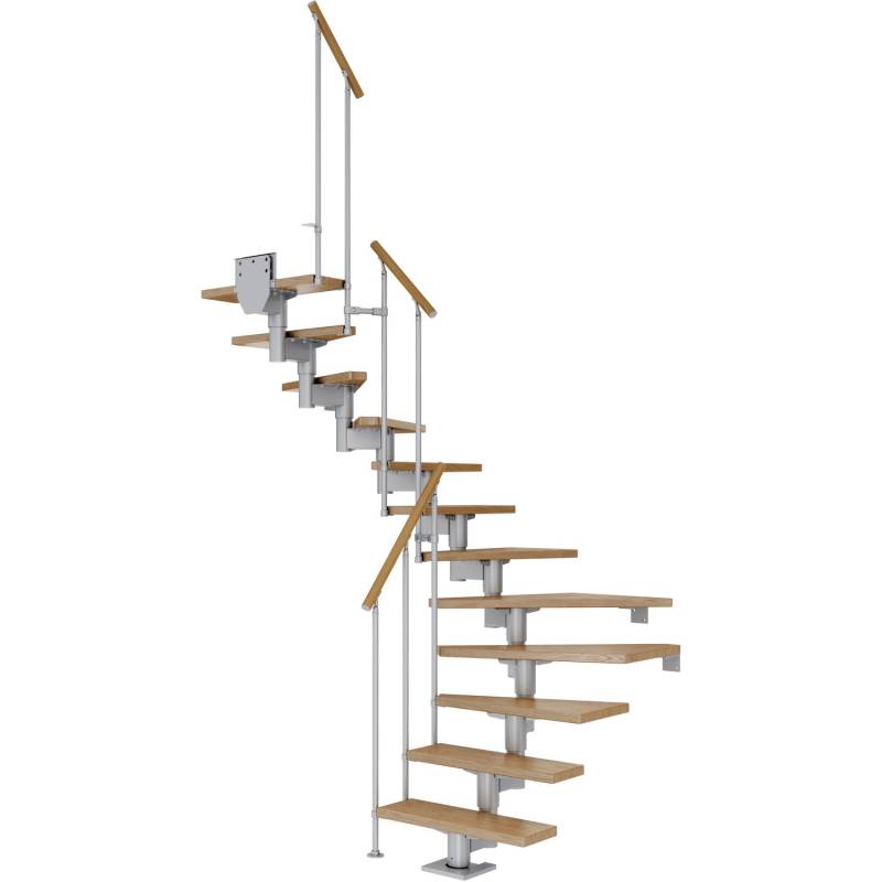 Dolle Mittelholmtreppe Cork Eiche Perlgrau GH b. 292 cm 1/2 Gewendelt 75 cm FSC von DOLLE