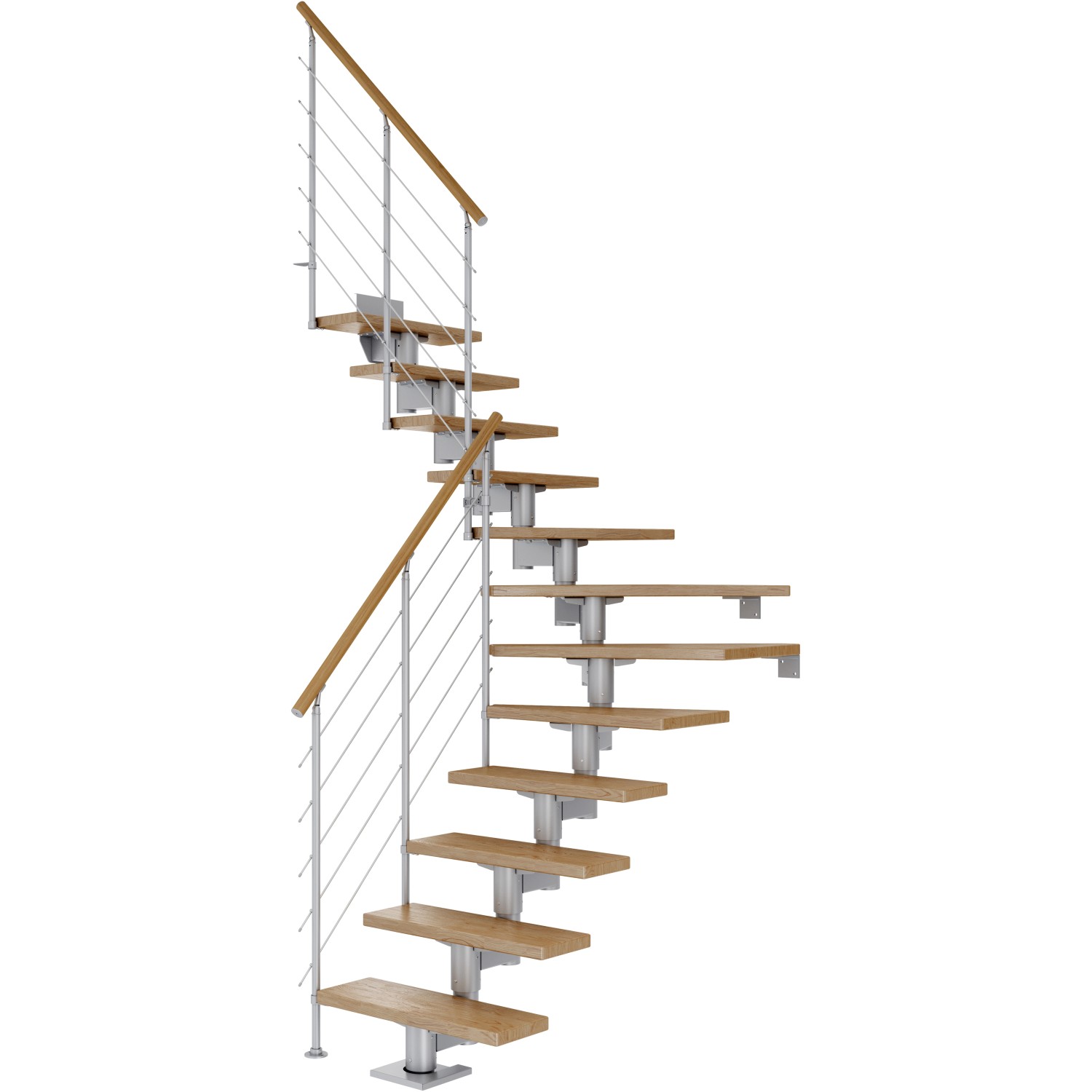 Dolle Mittelholmtreppe Cork Eiche Perlgrau GH b. 315 cm 1/4 Gewendelt 75 cm FSC von DOLLE