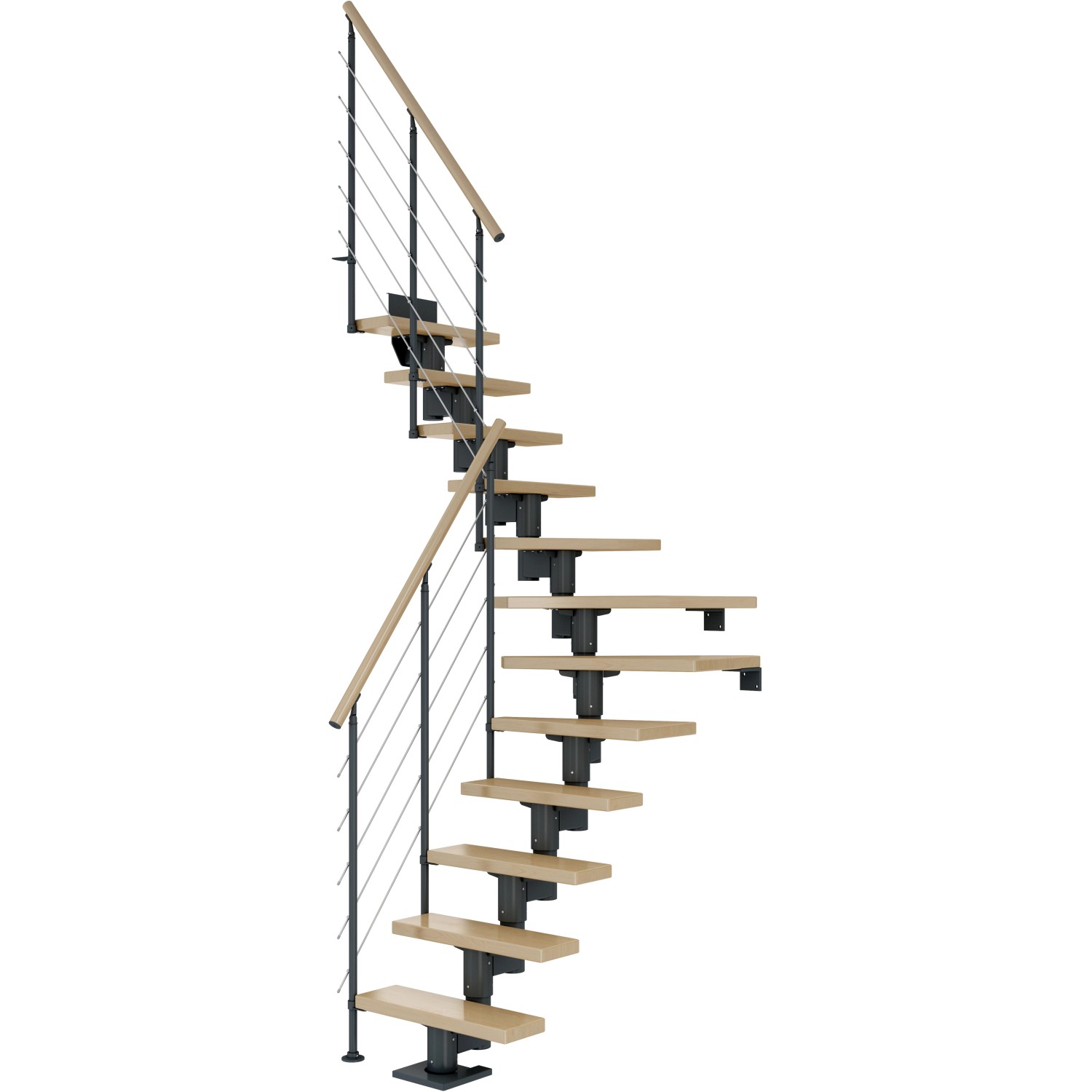 Dolle Mittelholmtreppe Dublin Ahorn Anthrazit GH bis 270 cm 1/4 Gewendelt 65 cm von DOLLE