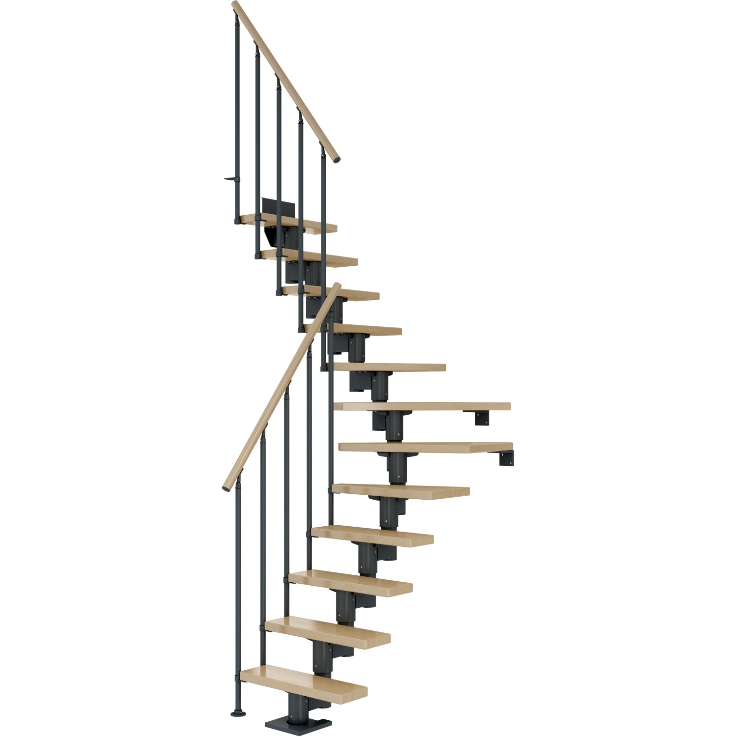 Dolle Mittelholmtreppe Dublin Ahorn Anthrazit GH bis 270 cm 1/4 Gewendelt 65 cm von DOLLE