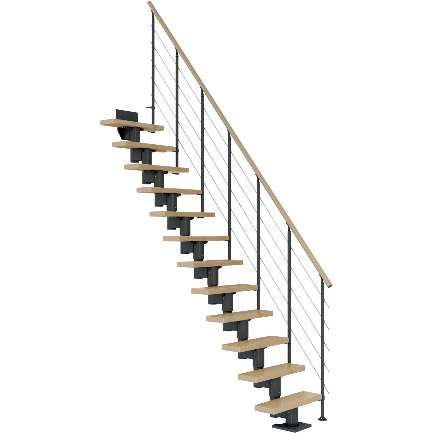 Dolle Mittelholmtreppe Dublin Ahorn Anthrazit GH bis 270 cm Gerade 65 cm FSC von DOLLE