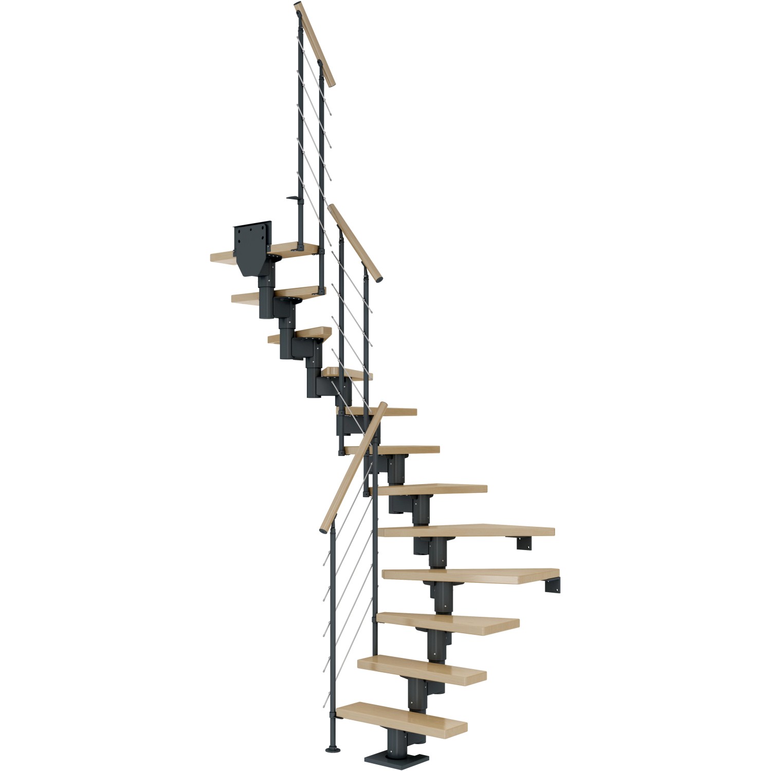 Dolle Mittelholmtreppe Dublin Ahorn Anthrazit GH bis 292 cm 1/2 Gewendelt 65 cm von DOLLE