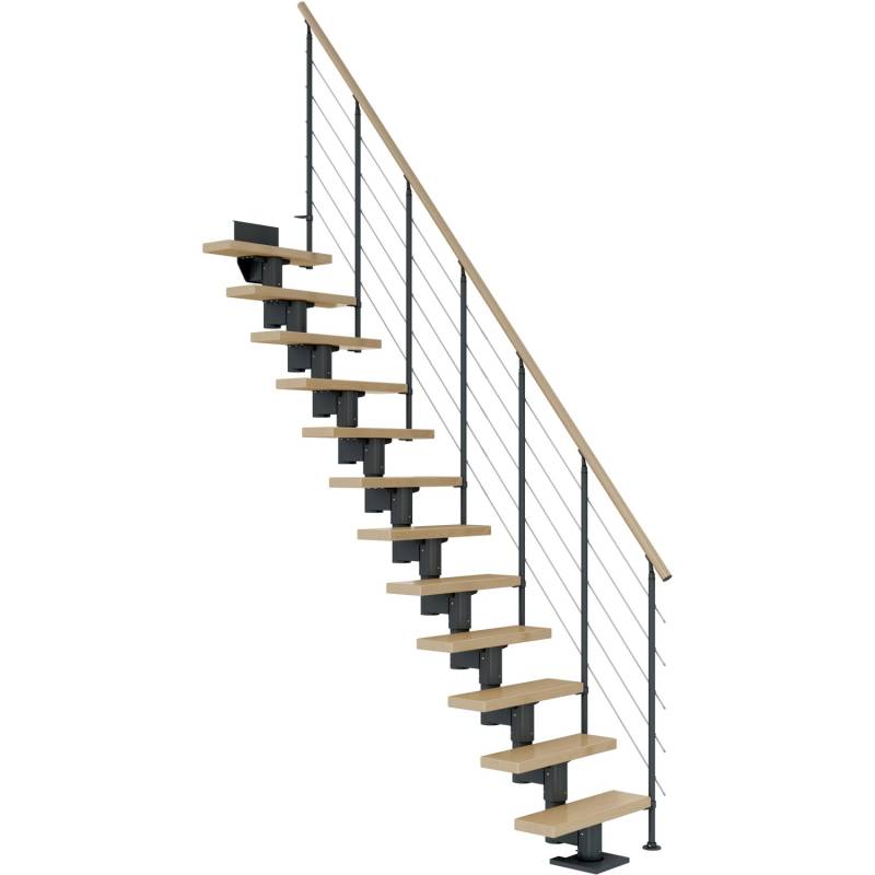 Dolle Mittelholmtreppe Dublin Ahorn Anthrazit GH bis 292 cm Gerade 65 cm FSC von DOLLE