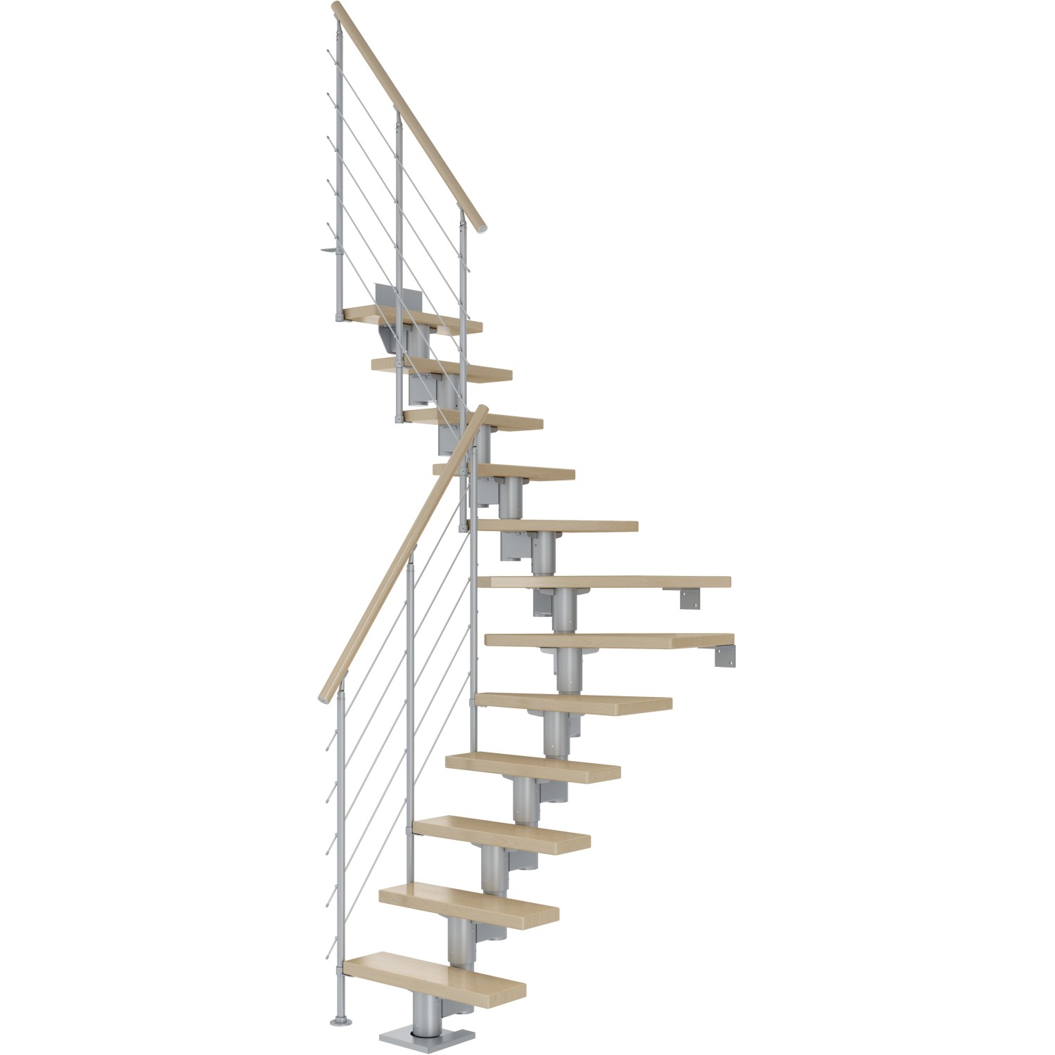 Dolle Mittelholmtreppe Dublin Ahorn Perlgrau GH bis 270 cm 1/4 Gewendelt 65 cm von DOLLE