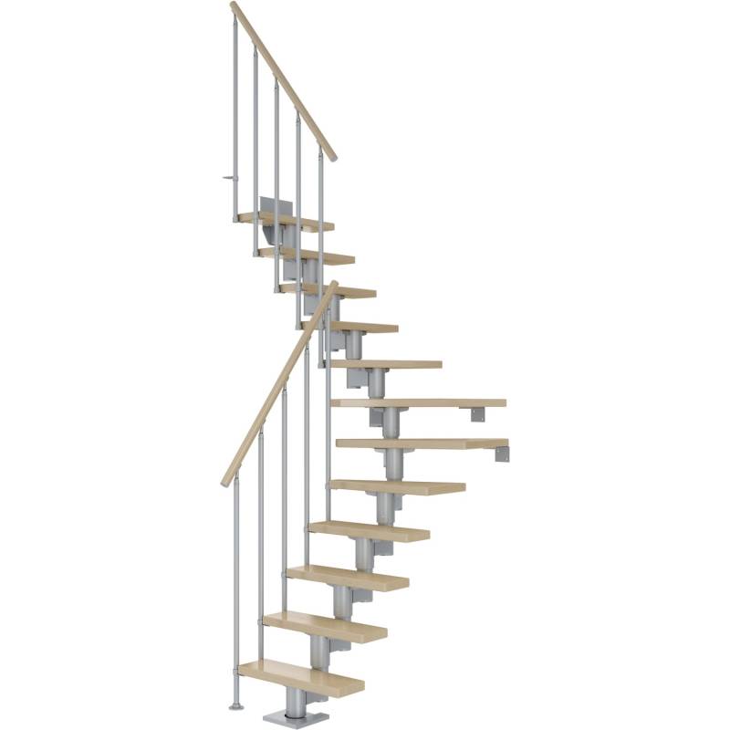 Dolle Mittelholmtreppe Dublin Ahorn Perlgrau GH bis 270 cm 1/4 Gewendelt 65 cm von DOLLE