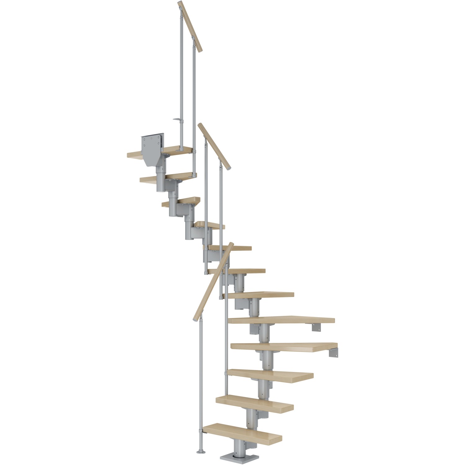 Dolle Mittelholmtreppe Dublin Ahorn Perlgrau GH bis 292 cm 1/2 Gewendelt 65 cm von DOLLE