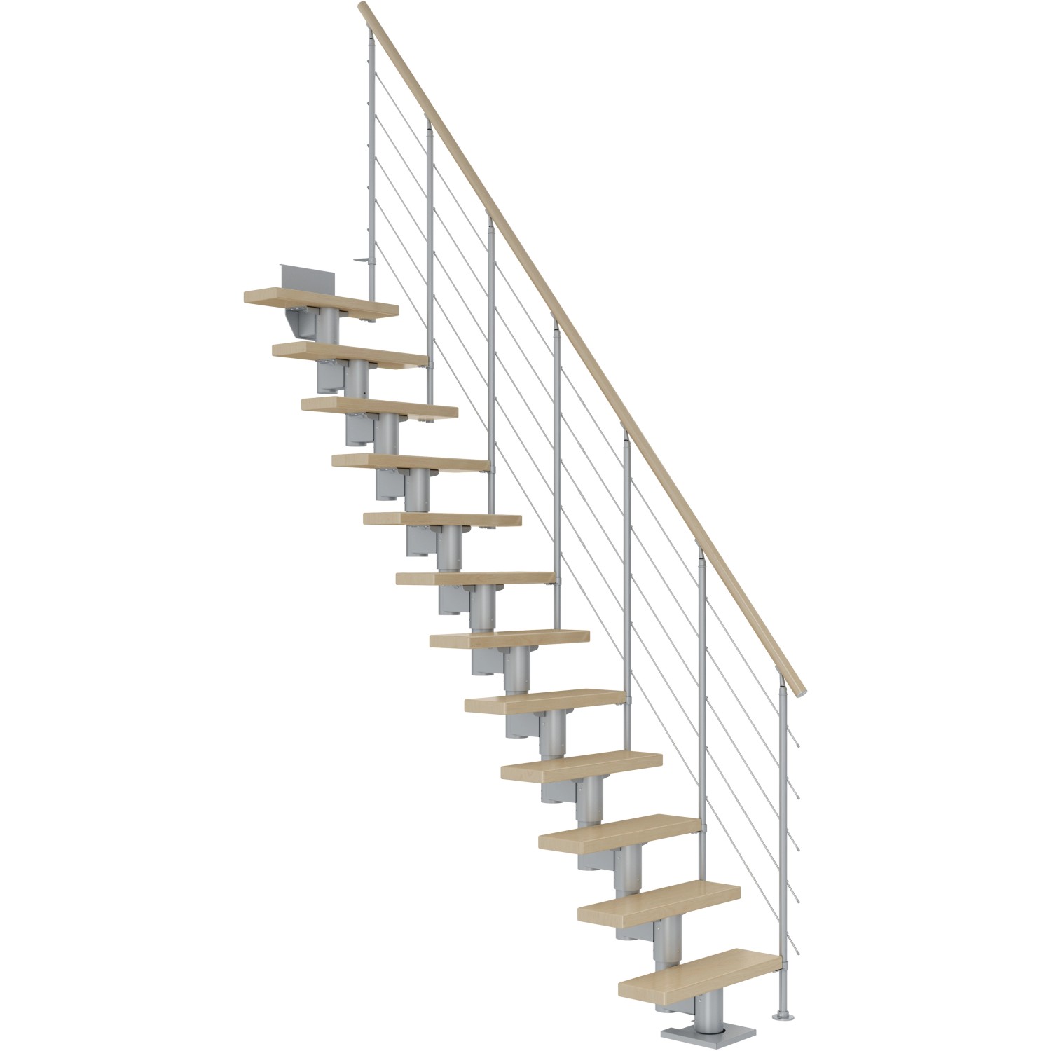 Dolle Mittelholmtreppe Dublin Ahorn Perlgrau GH bis 292 cm Gerade 65 cm FSC von DOLLE