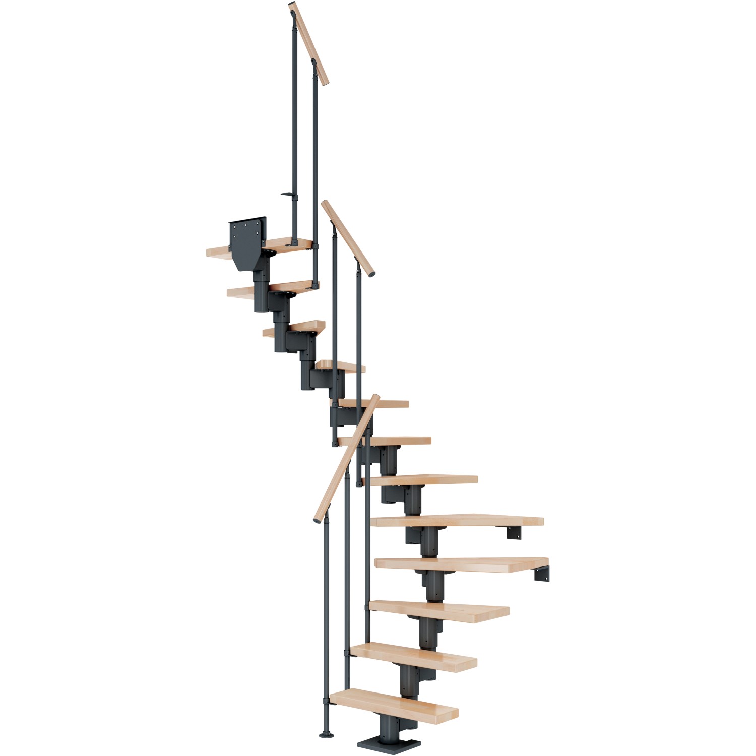 Dolle Mittelholmtreppe Dublin Buche Anthrazit GH bis 292 cm 1/2 Gewendelt 65 cm von DOLLE