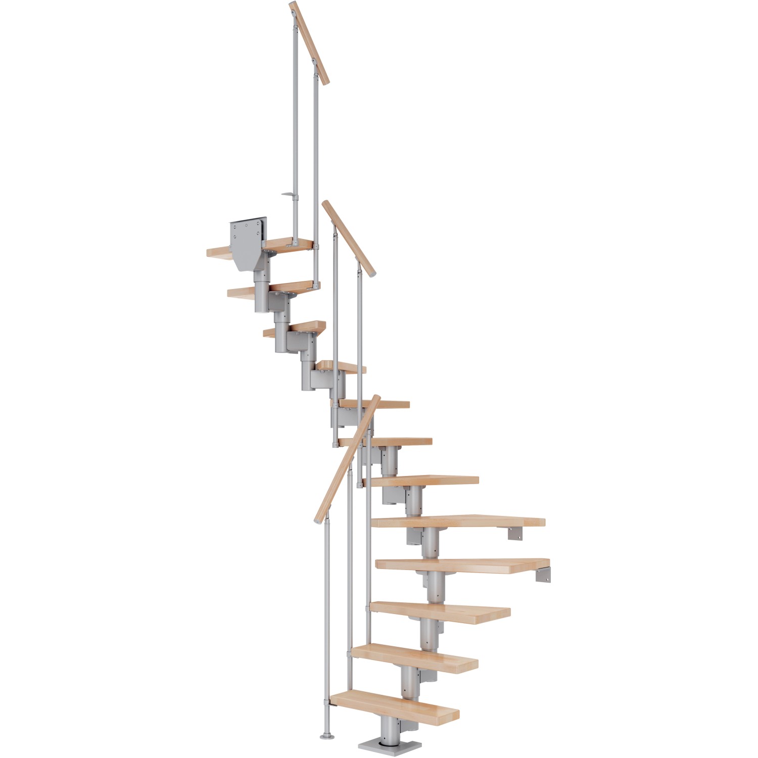 Dolle Mittelholmtreppe Dublin Buche Perlgrau GH bis 270 cm 1/2 Gewendelt 75 cm von DOLLE