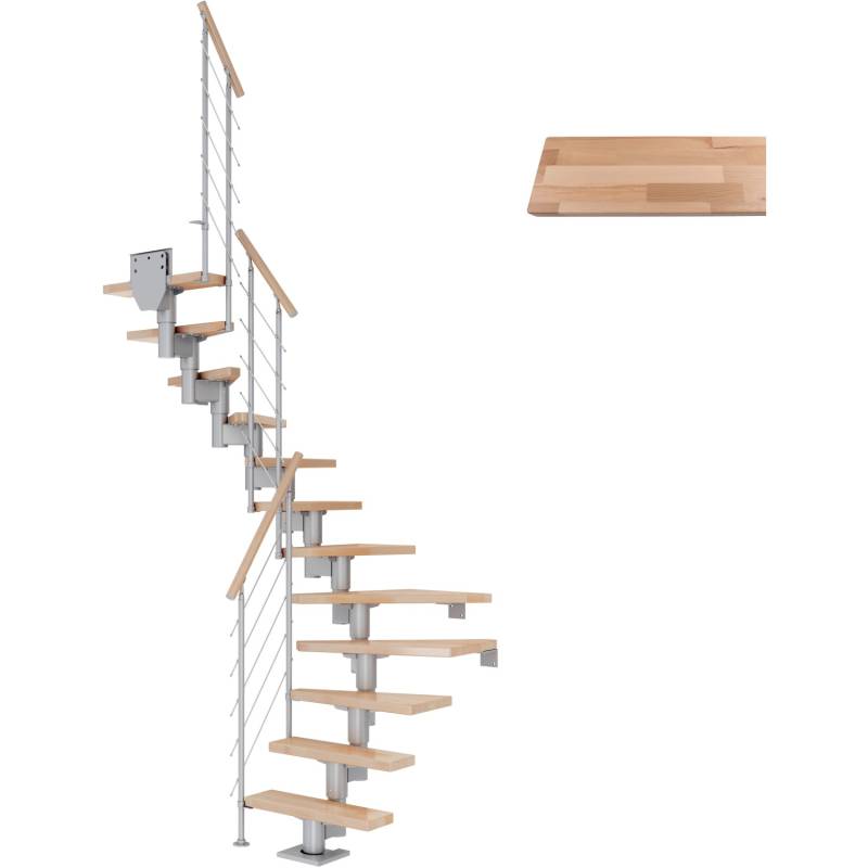 Dolle Mittelholmtreppe Dublin Buche Perlgrau GH bis 292 cm 1/2gew. 75 cm FSC® von DOLLE