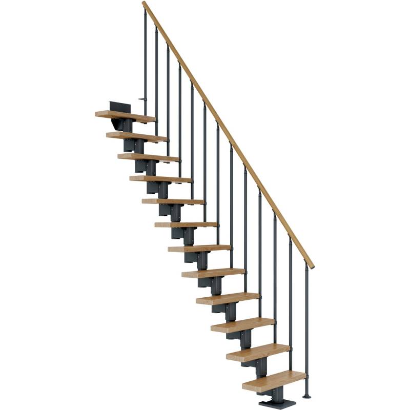 Dolle Mittelholmtreppe Dublin Eiche Anthrazit GH bis 270 cm Gerade 65 cm FSC von DOLLE