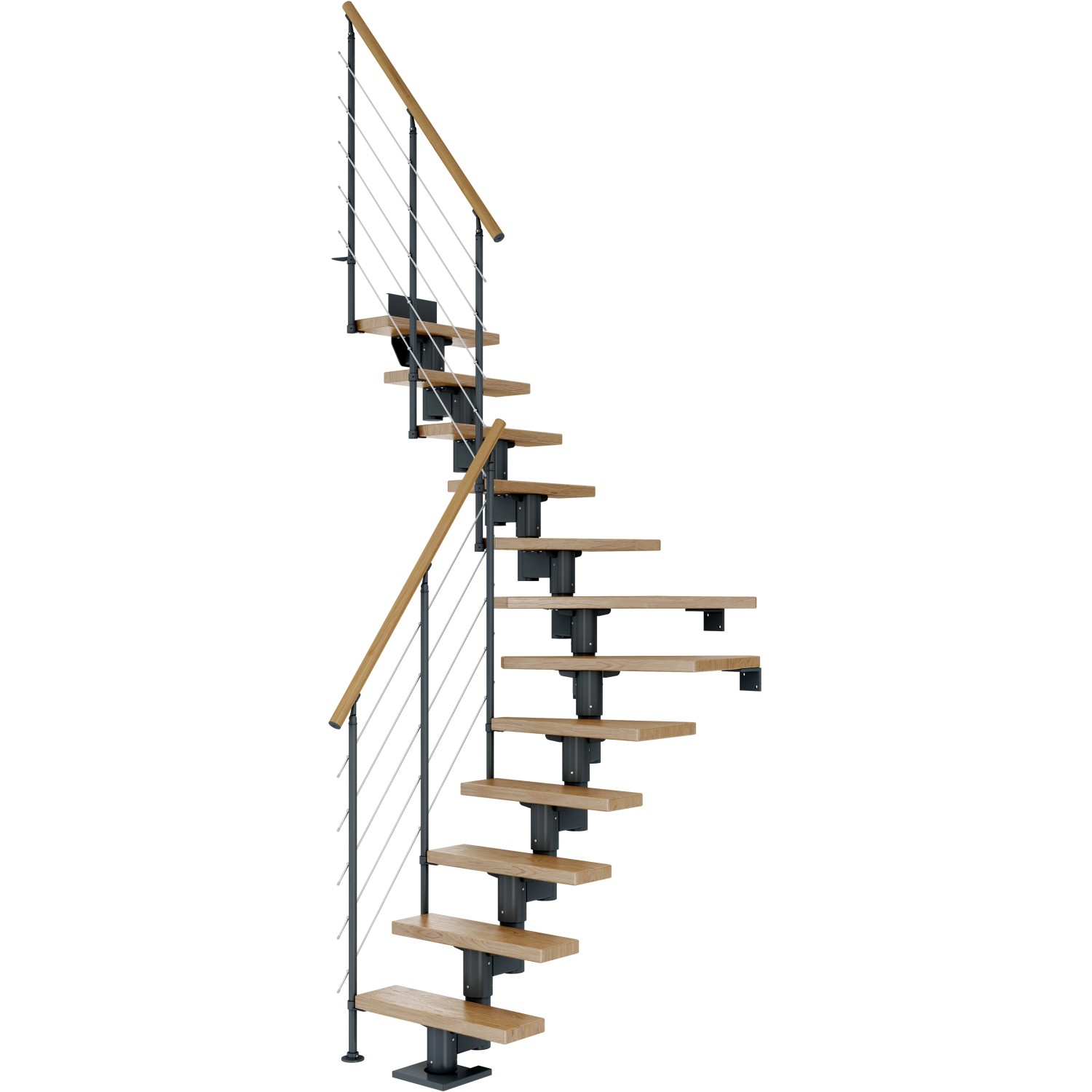 Dolle Mittelholmtreppe Dublin Eiche Anthrazit GH bis 292 cm 1/4 Gewendelt 65 cm von DOLLE