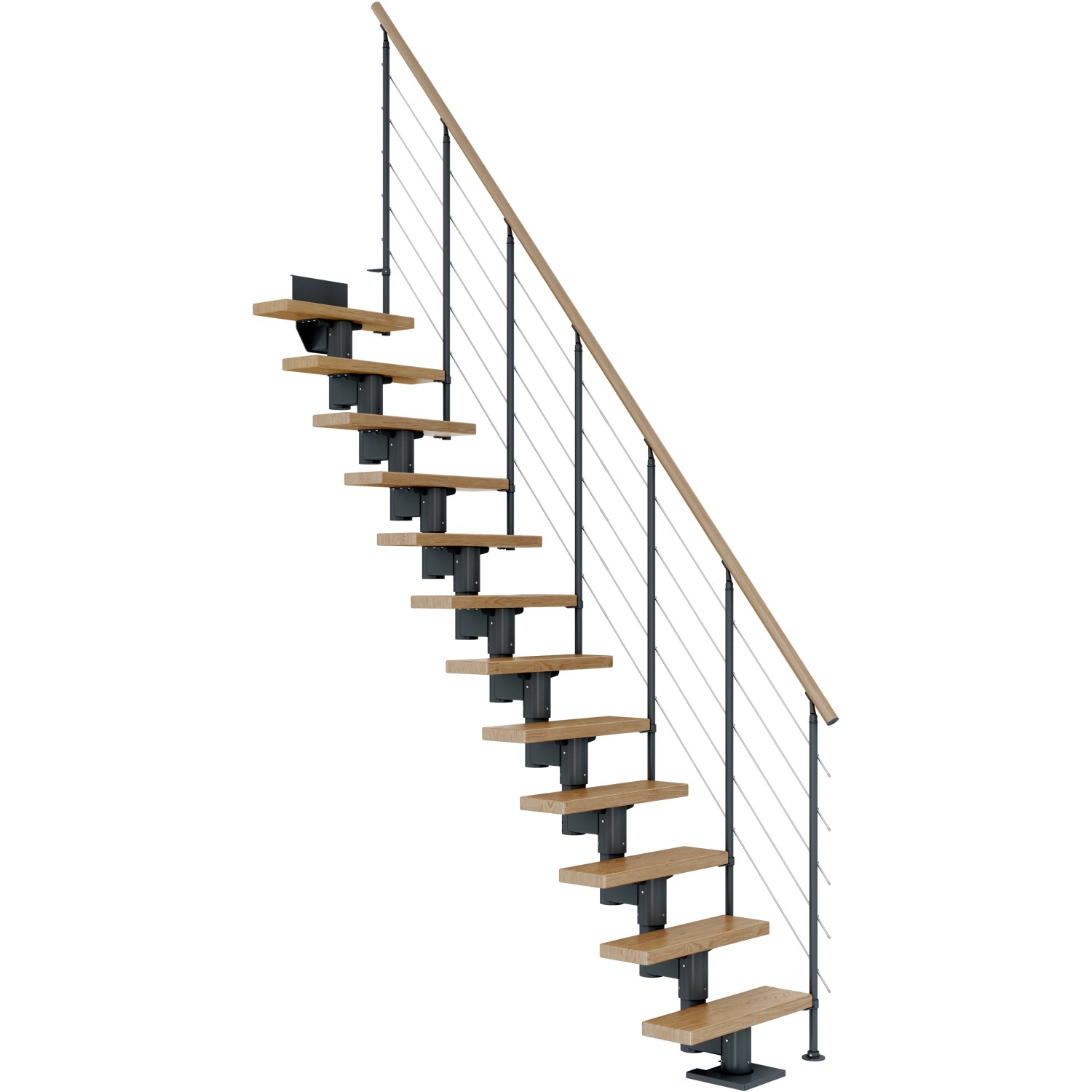 Dolle Mittelholmtreppe Dublin Eiche Anthrazit GH bis 292 cm Gerade 65 cm FSC von DOLLE