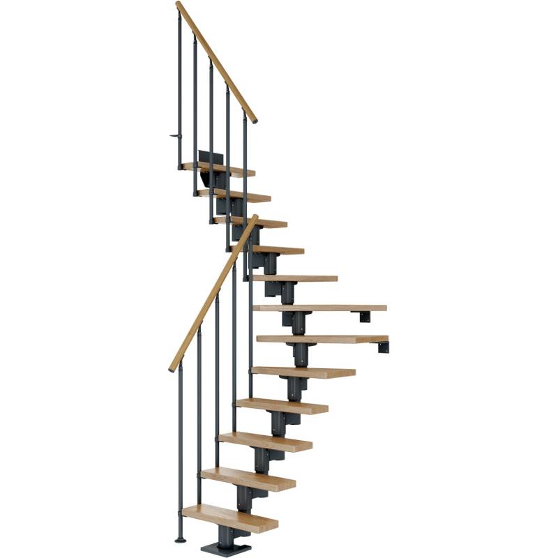 Dolle Mittelholmtreppe Dublin Eiche Anthrazit GH bis 315 cm 1/4 Gewendelt 75 cm von DOLLE