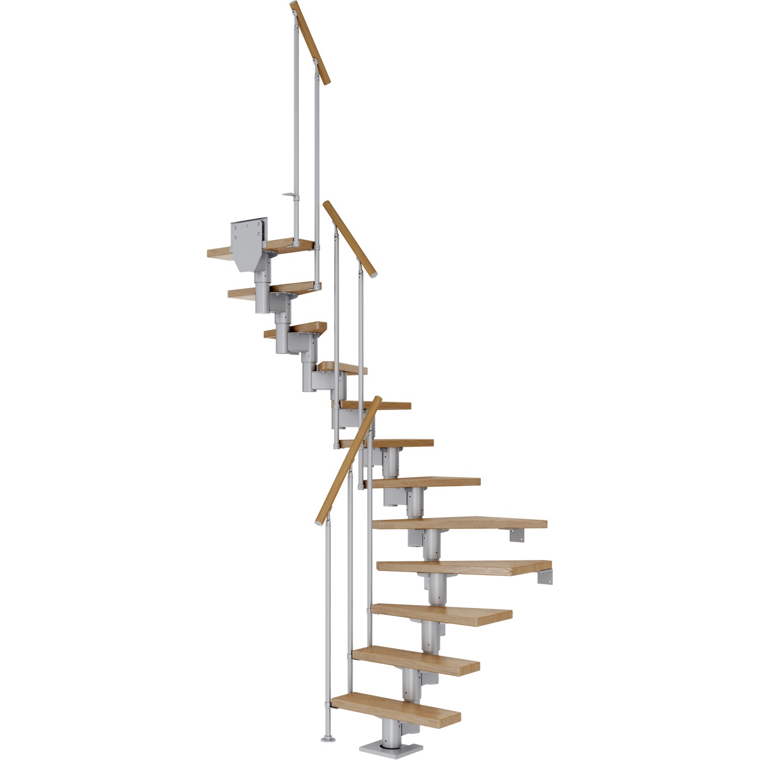 Dolle Mittelholmtreppe Dublin Eiche Perlgrau GH bis 270 cm 1/2 Gewendelt 75 cm von DOLLE