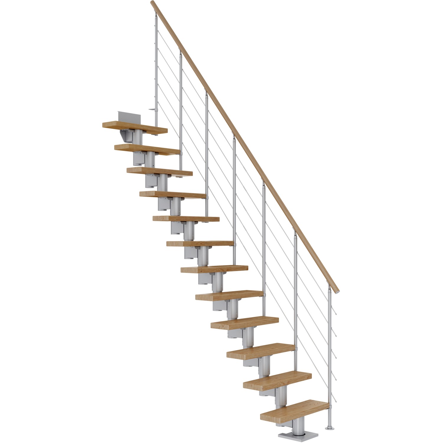 Dolle Mittelholmtreppe Dublin Eiche Perlgrau GH bis 270 cm Gerade 65 cm FSC von DOLLE