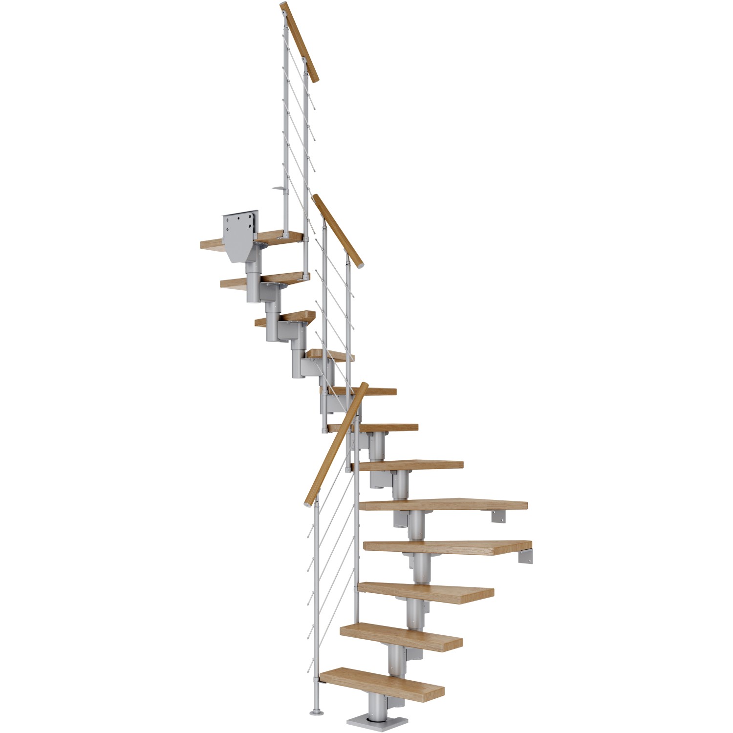 Dolle Mittelholmtreppe Dublin Eiche Perlgrau GH bis 315 cm 1/2 Gewendelt 65 cm von DOLLE