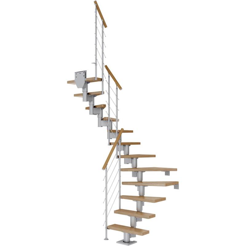 Dolle Mittelholmtreppe Dublin Eiche Perlgrau GH bis 315 cm 1/2gew. 65 cm FSC® von DOLLE