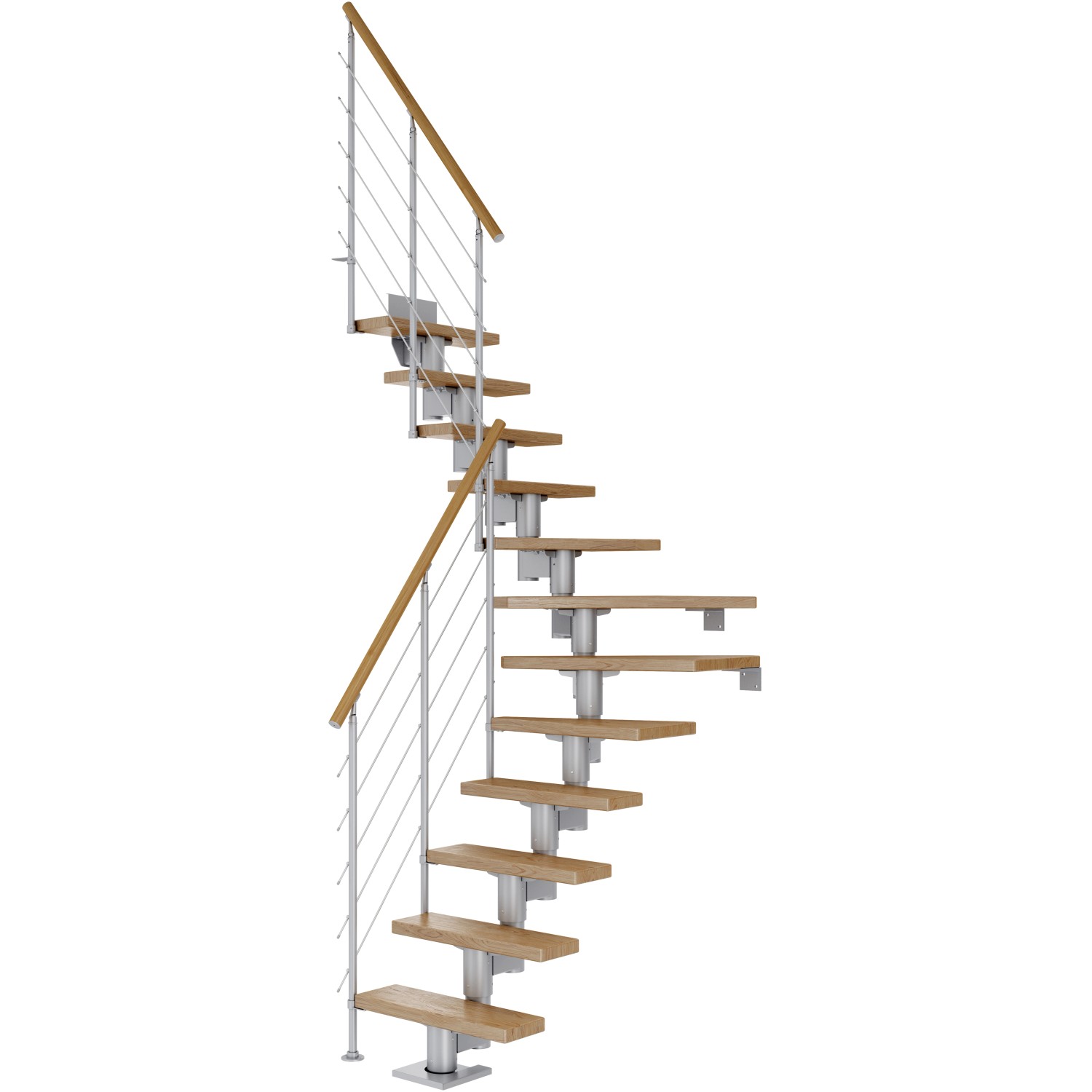 Dolle Mittelholmtreppe Dublin Eiche Perlgrau GH bis 337 cm 1/4 Gewendelt 65 cm von DOLLE