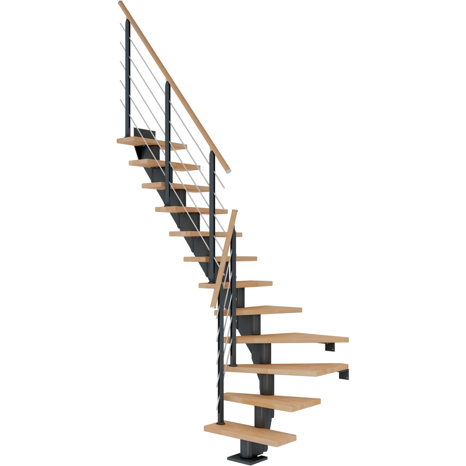 Dolle Mittelholmtreppe Frankfurt Buche Anthrazit GH bis 301 cm 1/4 - gew. 65 cm von DOLLE