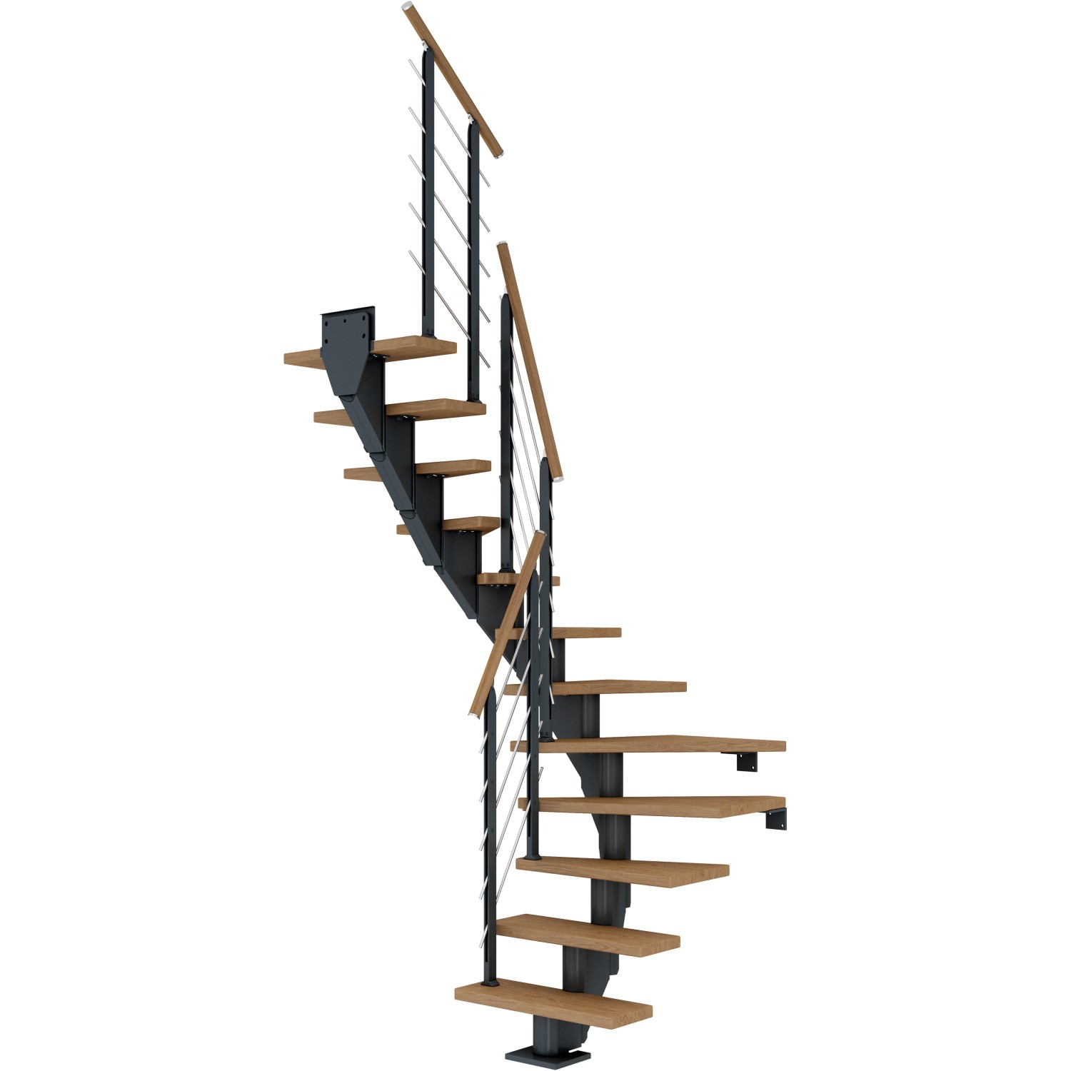 Dolle Mittelholmtreppe Frankfurt Eiche Anthrazit GH bis 258 cm 1/2  - gew. 65 cm von DOLLE