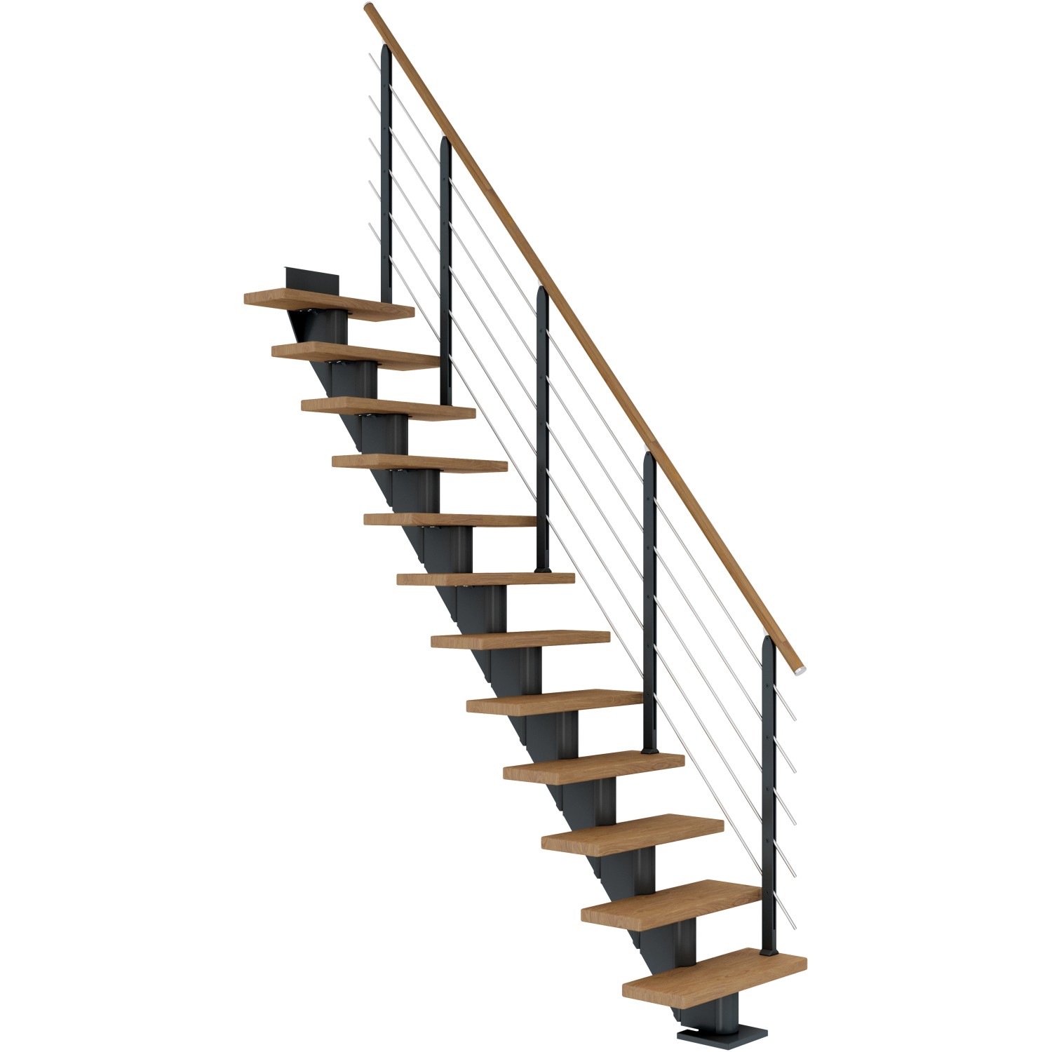 Dolle Mittelholmtreppe Frankfurt Eiche Anthrazit GH bis 279 cm Gerade 65 cm FSC von DOLLE