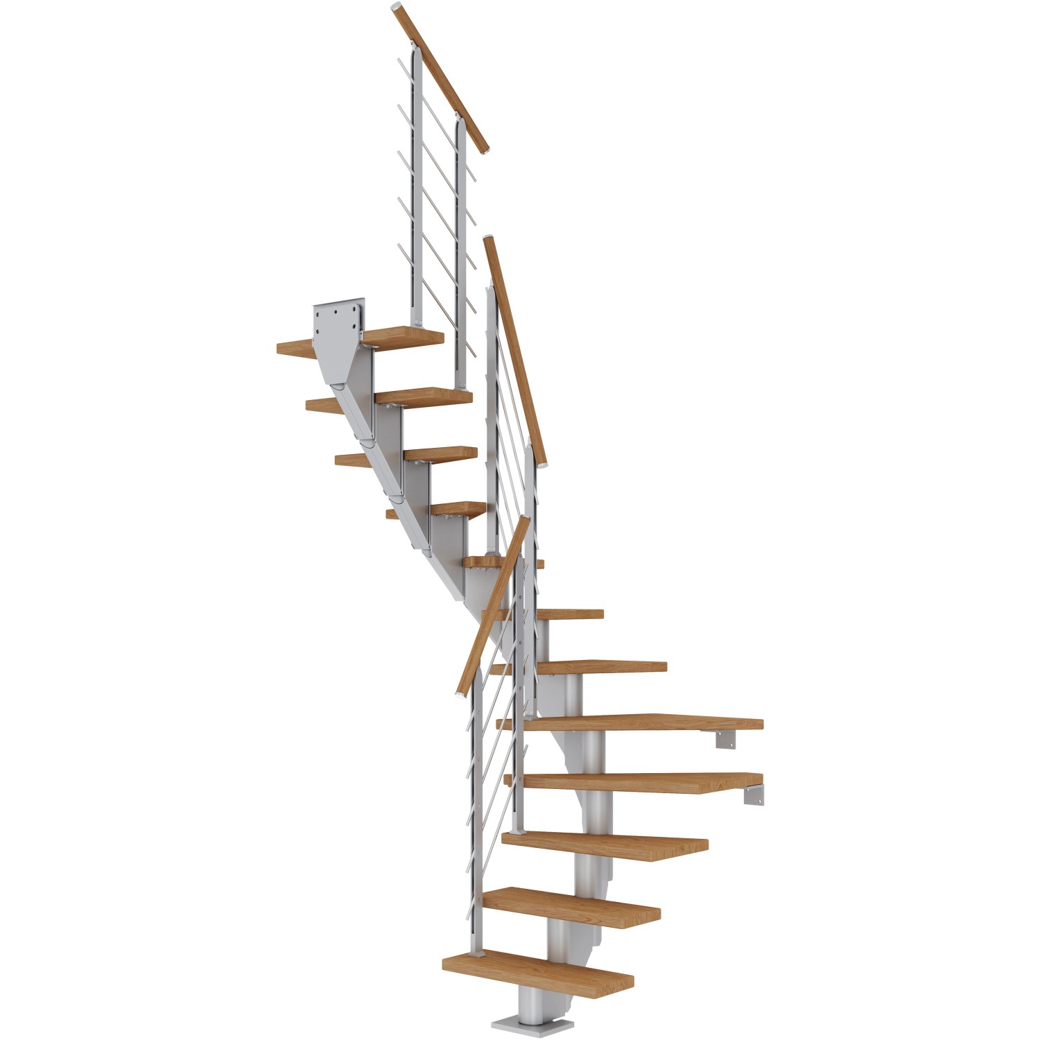 Dolle Mittelholmtreppe Frankfurt Eiche Perlgrau GH bis 258 cm 1/2 - gew. 65 cm von DOLLE