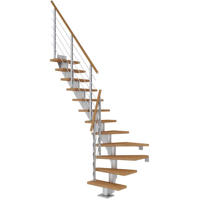 Dolle Mittelholmtreppe Frankfurt Eiche Perlgrau GH bis 279 cm 1/4 - gew. 65 cm von DOLLE