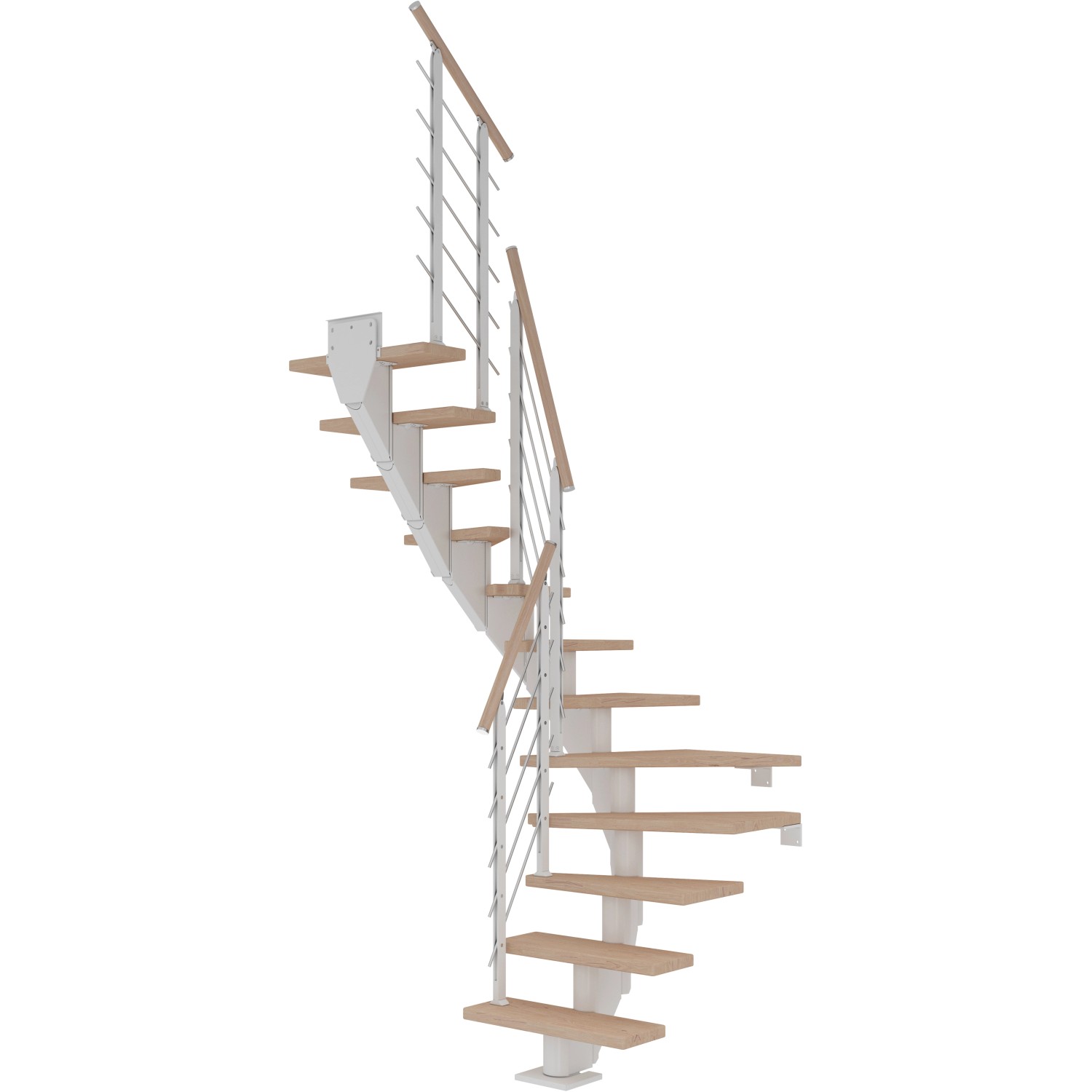 Dolle Mittelholmtreppe Frankfurt Eiche Weiß GH b. 258cm 1/2 Gewendelt 75cm FSC von DOLLE