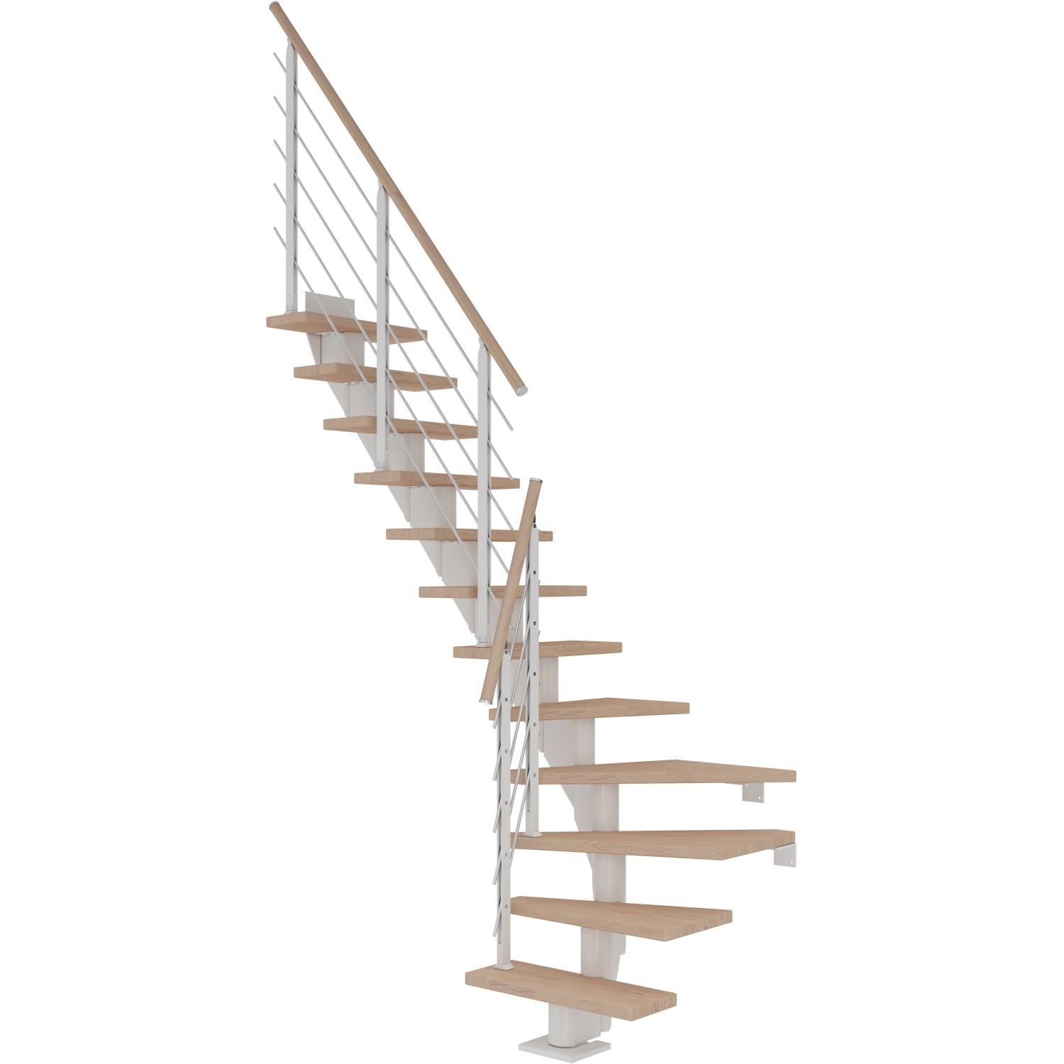 Dolle Mittelholmtreppe Frankfurt Eiche Weiß GH b. 301cm 1/4 Gewendelt 75cm FSC von DOLLE