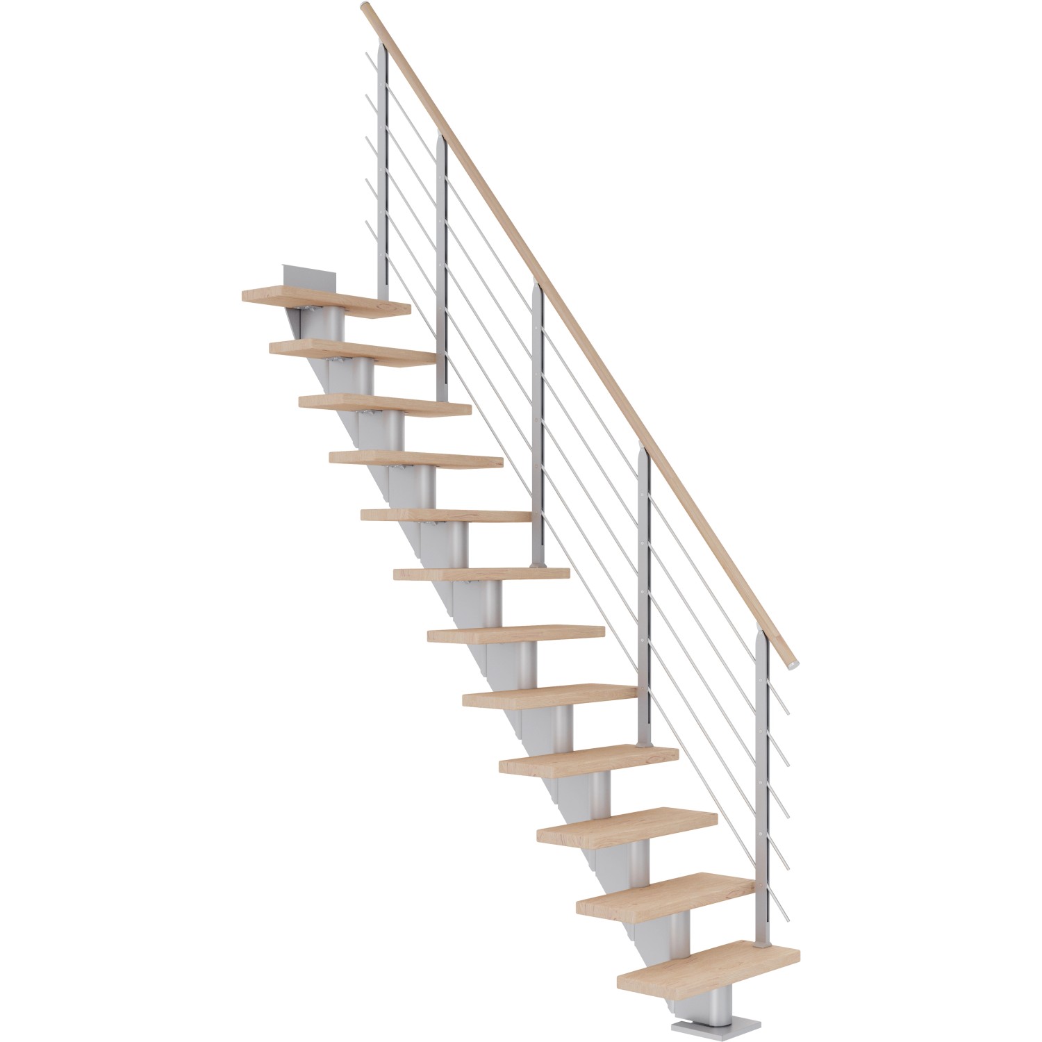 Dolle Mittelholmtreppe Frankfurt Eiche Weiß Perlgrau GH bis 279 cm Gerade 75 cm von DOLLE