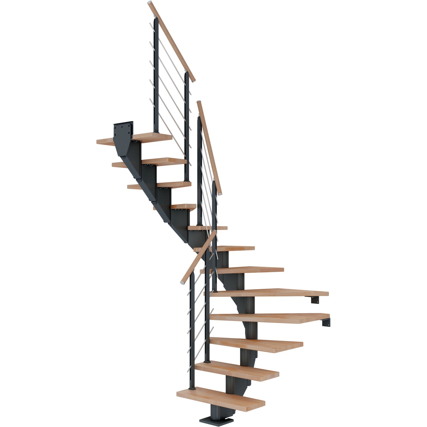 Dolle Mittelholmtreppe Hamburg Buche Anthrazit GH bis 258 cm 1/2 Gewendelt 75 cm von DOLLE