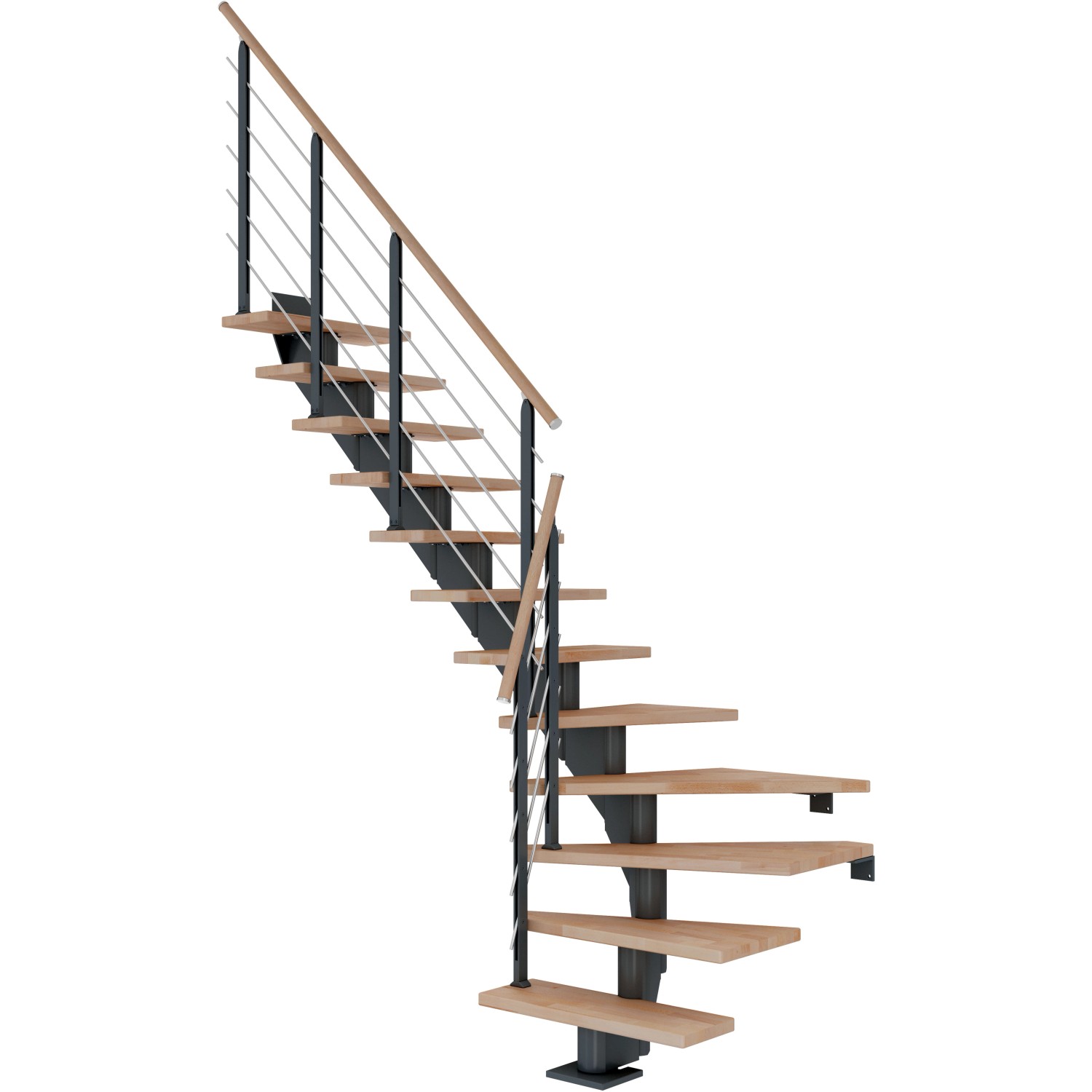 Dolle Mittelholmtreppe Hamburg Buche Anthrazit GH bis 258 cm 1/4 Gewendelt 75 cm von DOLLE