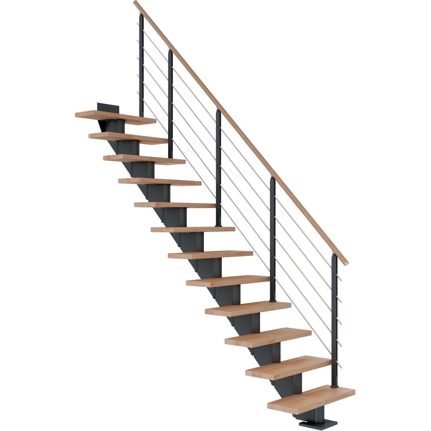 Dolle Mittelholmtreppe Hamburg Buche Anthrazit GH bis 301 cm Gerade 75 cm FSC von DOLLE