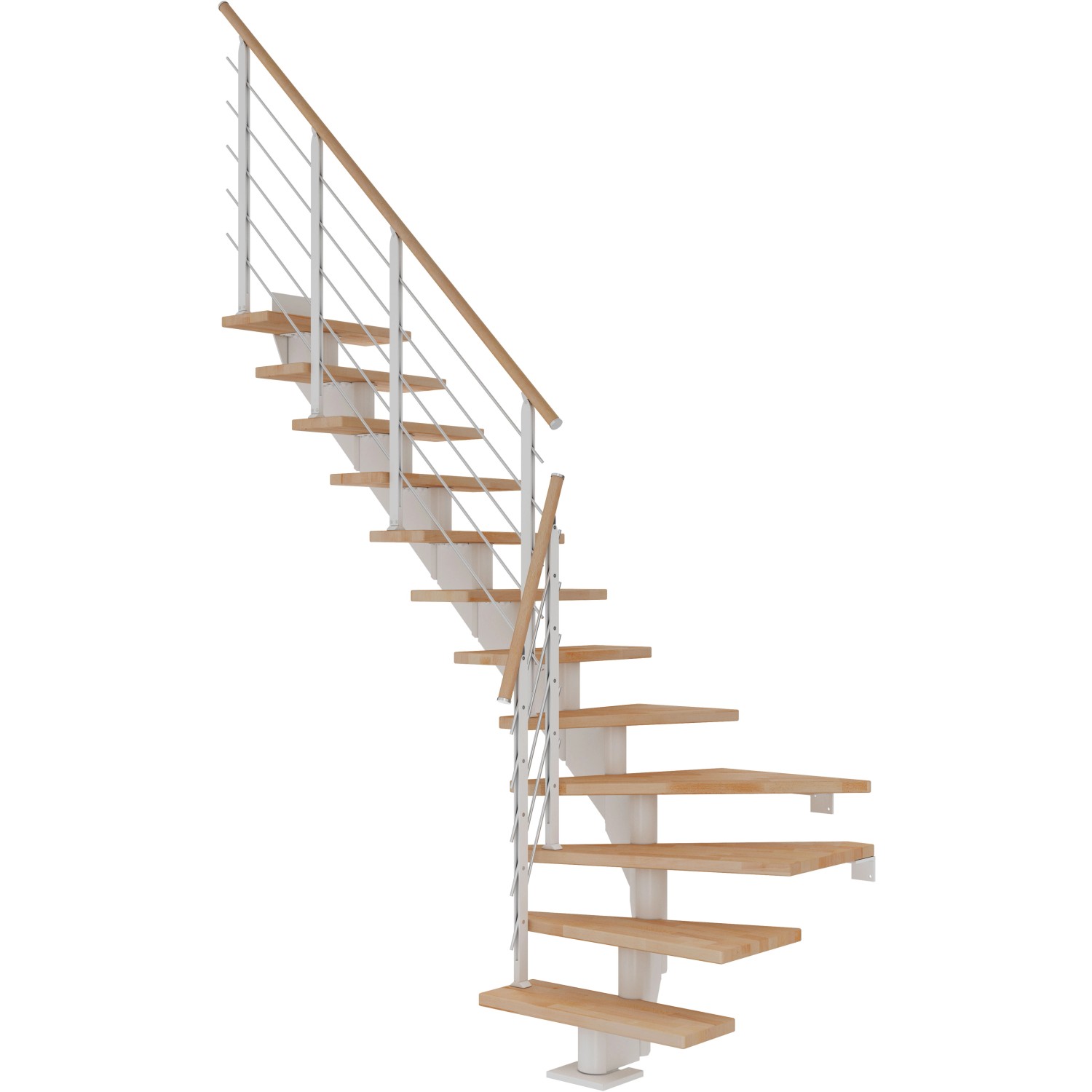 Dolle Mittelholmtreppe Hamburg Buche Weiß GH bis 279 cm 1/4 Gewendelt 75 cm FSC von DOLLE