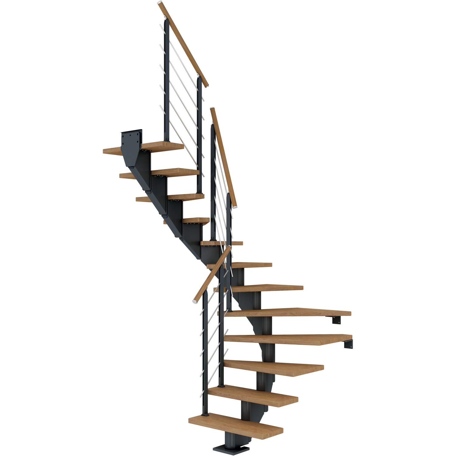 Dolle Mittelholmtreppe Hamburg Eiche Anthrazit GH bis 279 cm 1/2 Gewendelt 75 cm von DOLLE