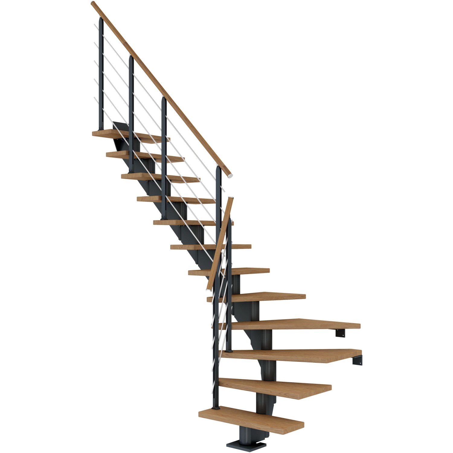 Dolle Mittelholmtreppe Hamburg Eiche Anthrazit GH bis 279 cm 1/4 Gewendelt 85 cm von DOLLE