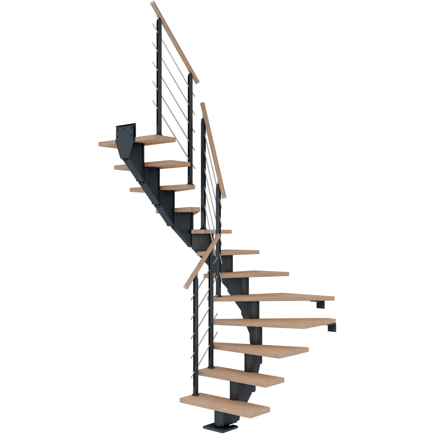 Dolle Mittelholmtreppe Hamburg Eiche Weiß Anthrazit GH bis 258 cm 1/2 Gew. 85 cm von DOLLE