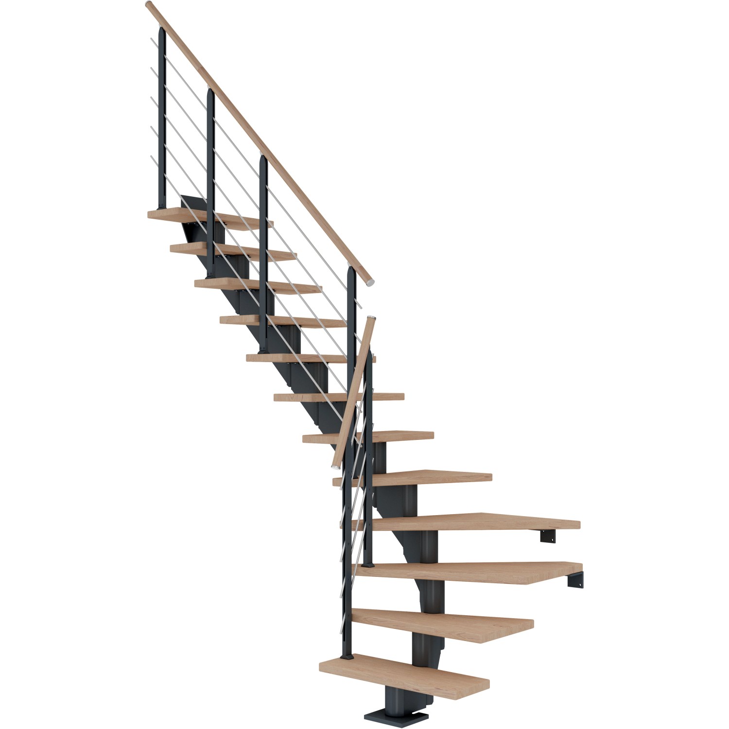 Dolle Mittelholmtreppe Hamburg Eiche Weiß Anthrazit GH bis 258 cm 1/4 Gew. 85 cm von DOLLE