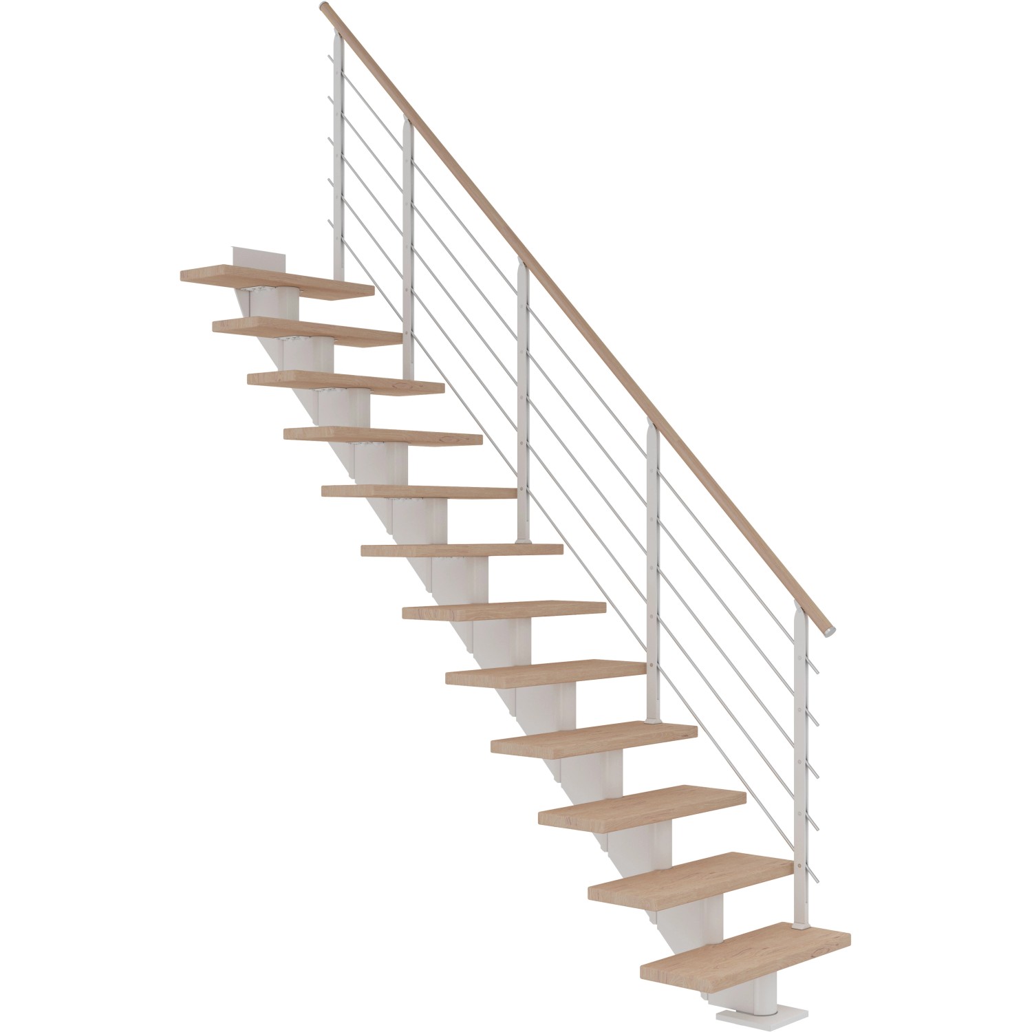 Dolle Mittelholmtreppe Hamburg Eiche Weiß GH bis 258 cm Gerade 75 cm FSC von DOLLE