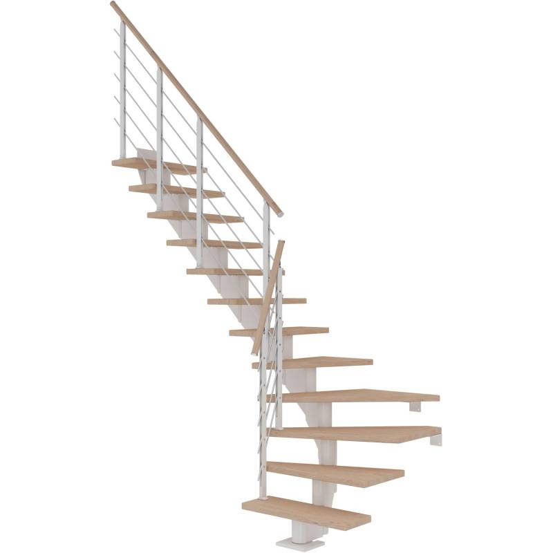 Dolle Mittelholmtreppe Hamburg Eiche Weiß GH bis 301 cm 1/4 Gewendelt 75 cm FSC von DOLLE