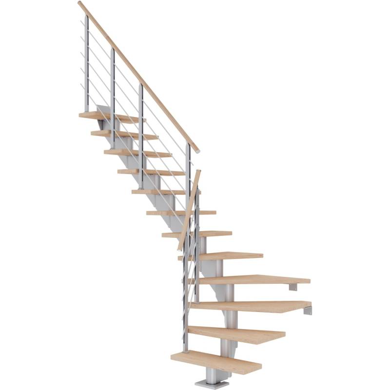 Dolle Mittelholmtreppe Hamburg Eiche Weiß Perlgrau GH bis 279 cm 1/4 Gew. 85 cm von DOLLE