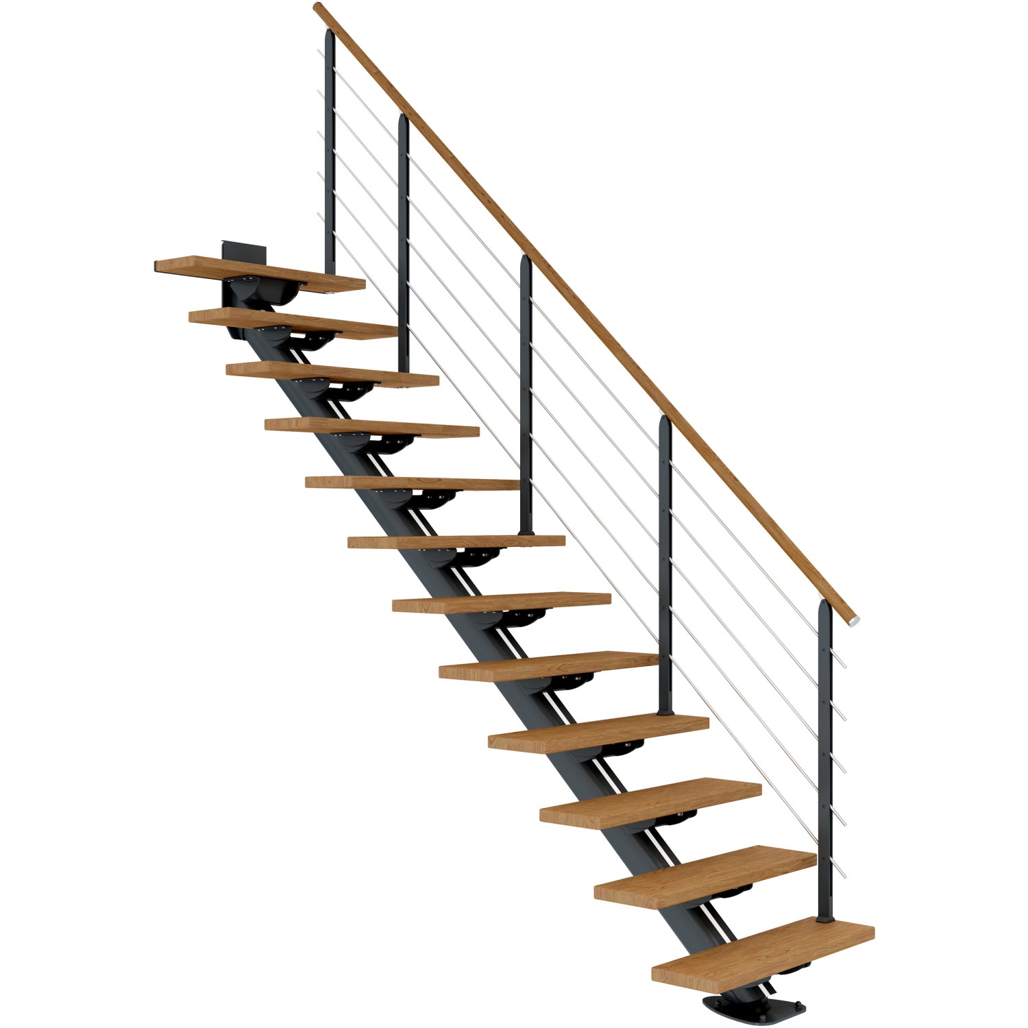 Dolle Mittelholmtreppe Sydney 11 Stufen Eiche gerade Metallteile Anthrazit FSC® von DOLLE